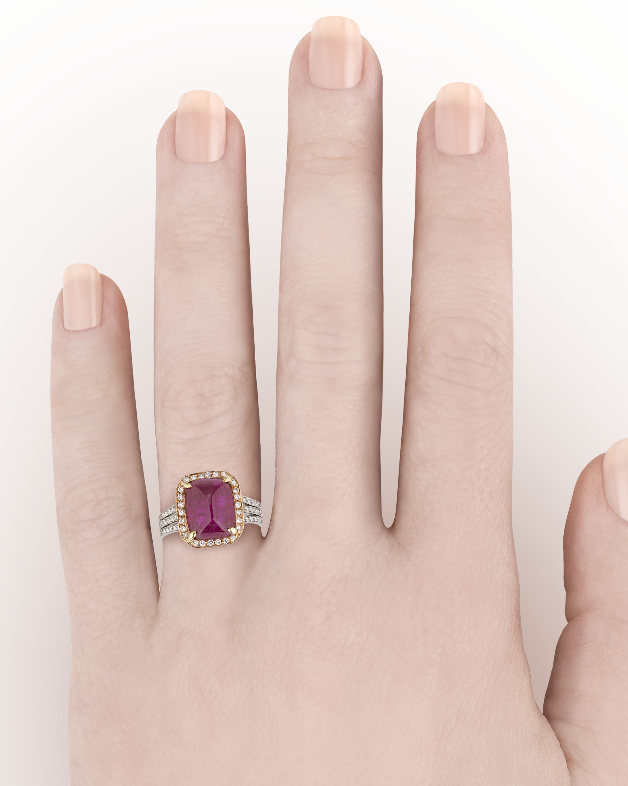 Untreated Burma Cabochon Ruby Ring, 6.31 Carats