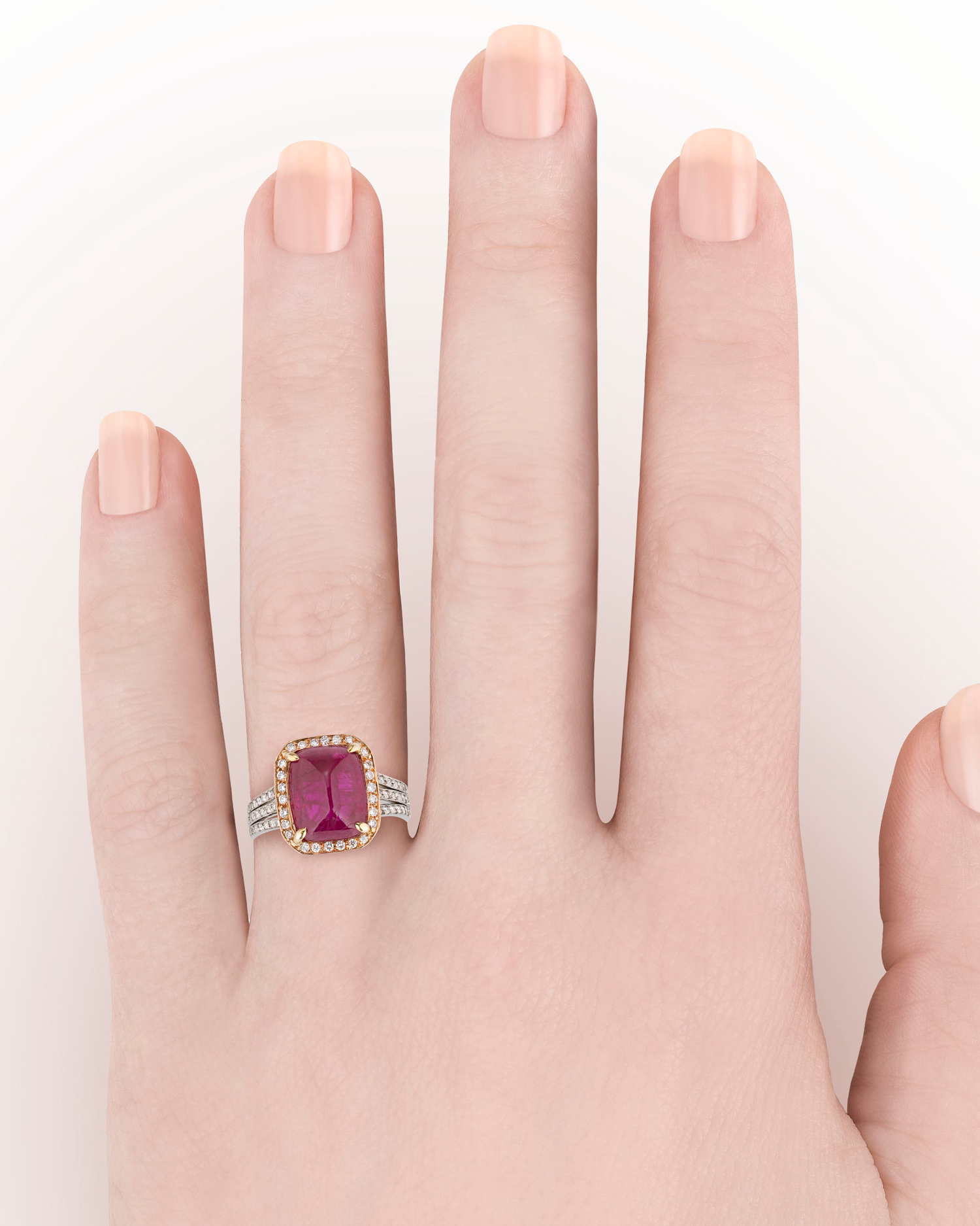 Untreated Burma Cabochon Ruby Ring, 6.31 Carats