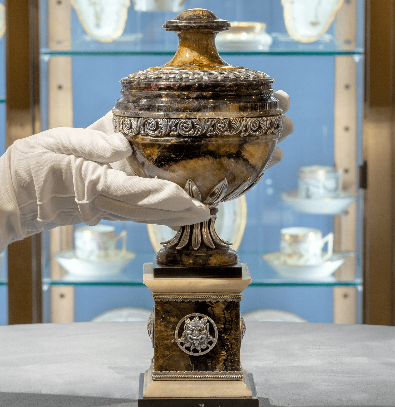 Georgian Blue John and Silver Urn