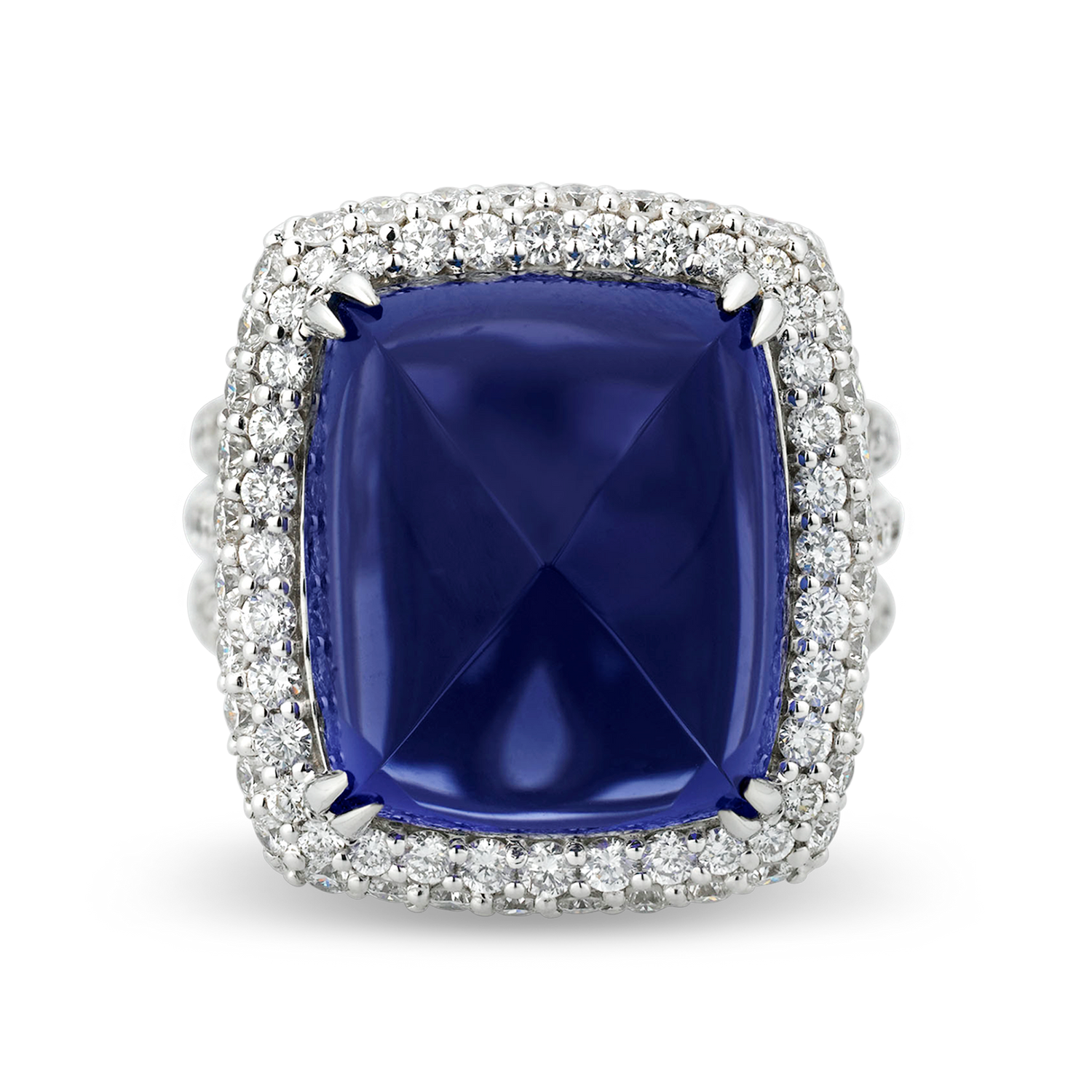 Sugarloaf-cut Tanzanite Ring, 22.10 Carats