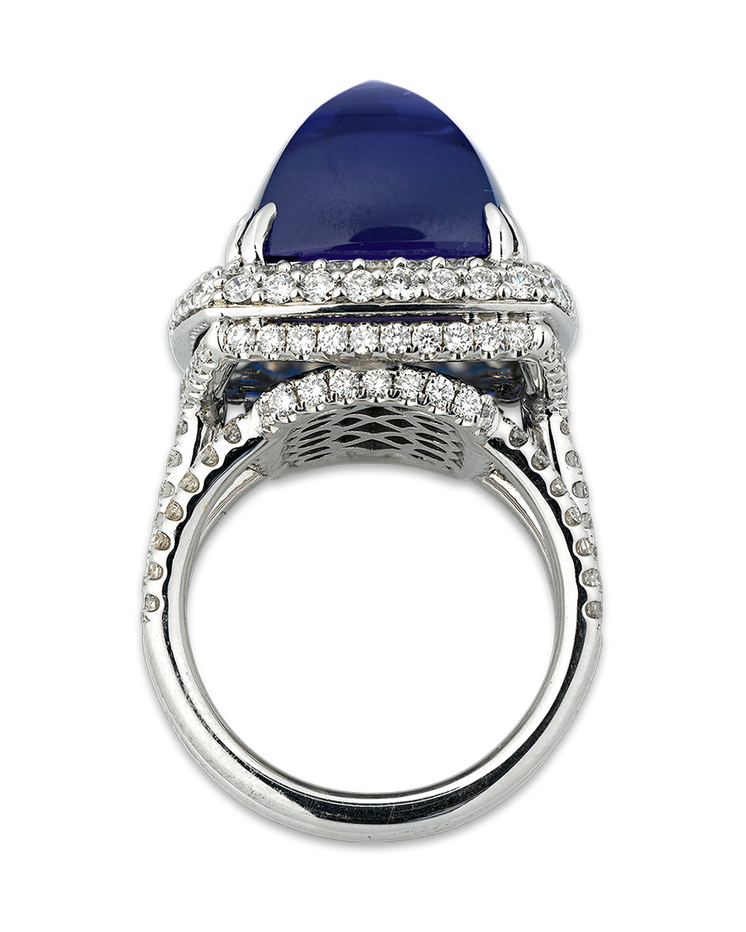 Sugarloaf-cut Tanzanite Ring, 22.10 Carats