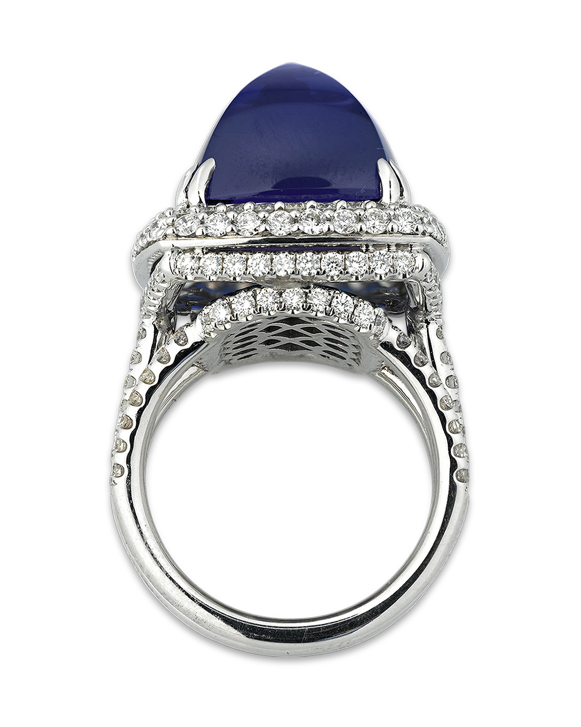 Sugarloaf-cut Tanzanite Ring, 22.10 Carats