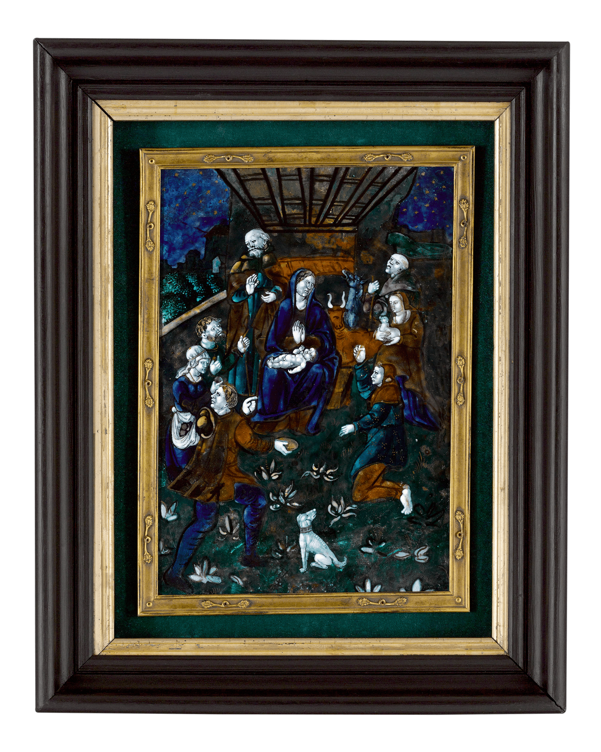 The exquisitely detailed plaque still retains its brilliant luminosity and vibrant color