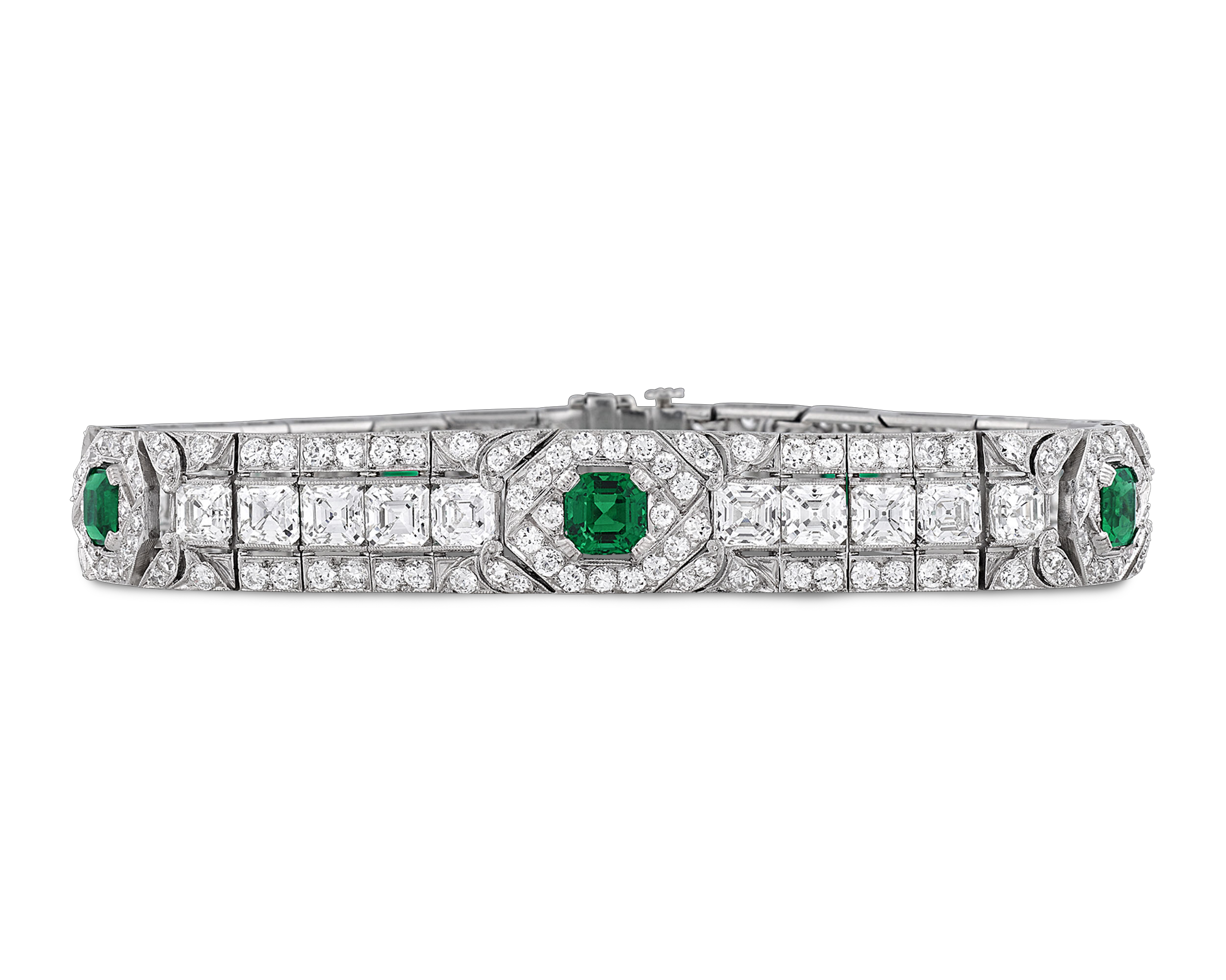 Untreated Colombian Emerald and Diamond Bracelet