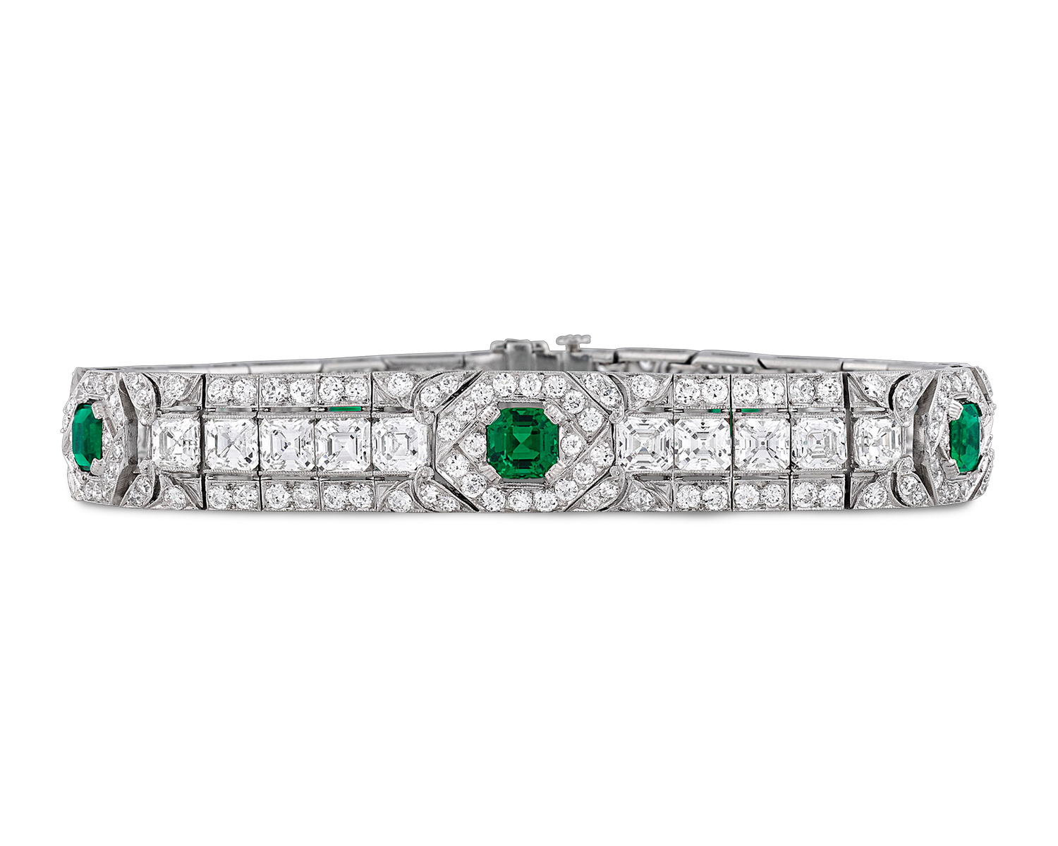 Untreated Colombian Emerald and Diamond Bracelet