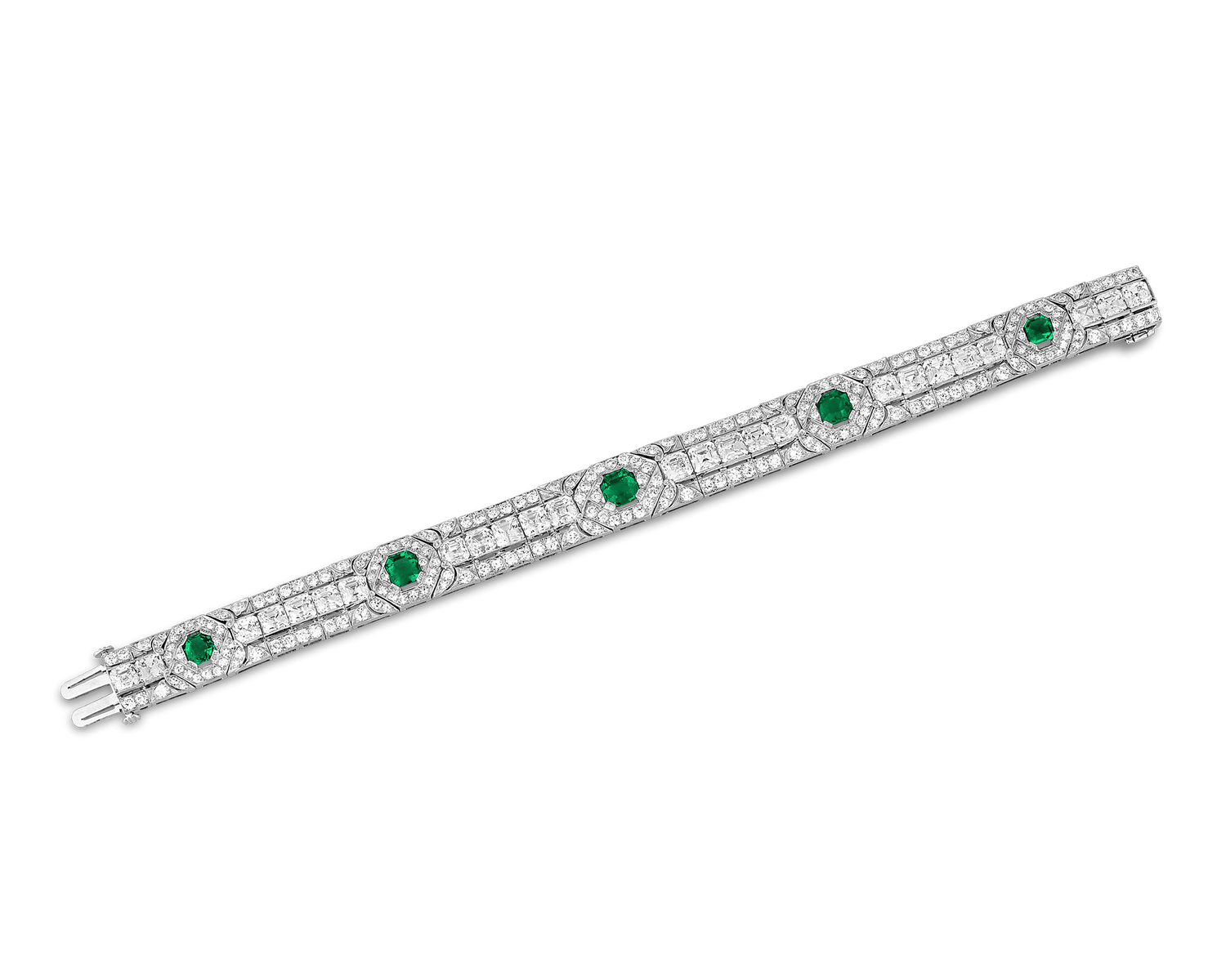 Untreated Colombian Emerald and Diamond Bracelet