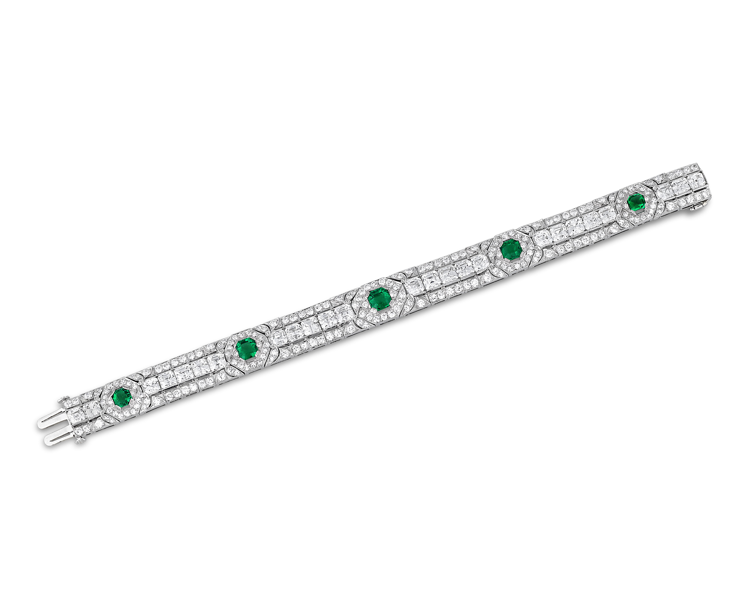 Untreated Colombian Emerald and Diamond Bracelet