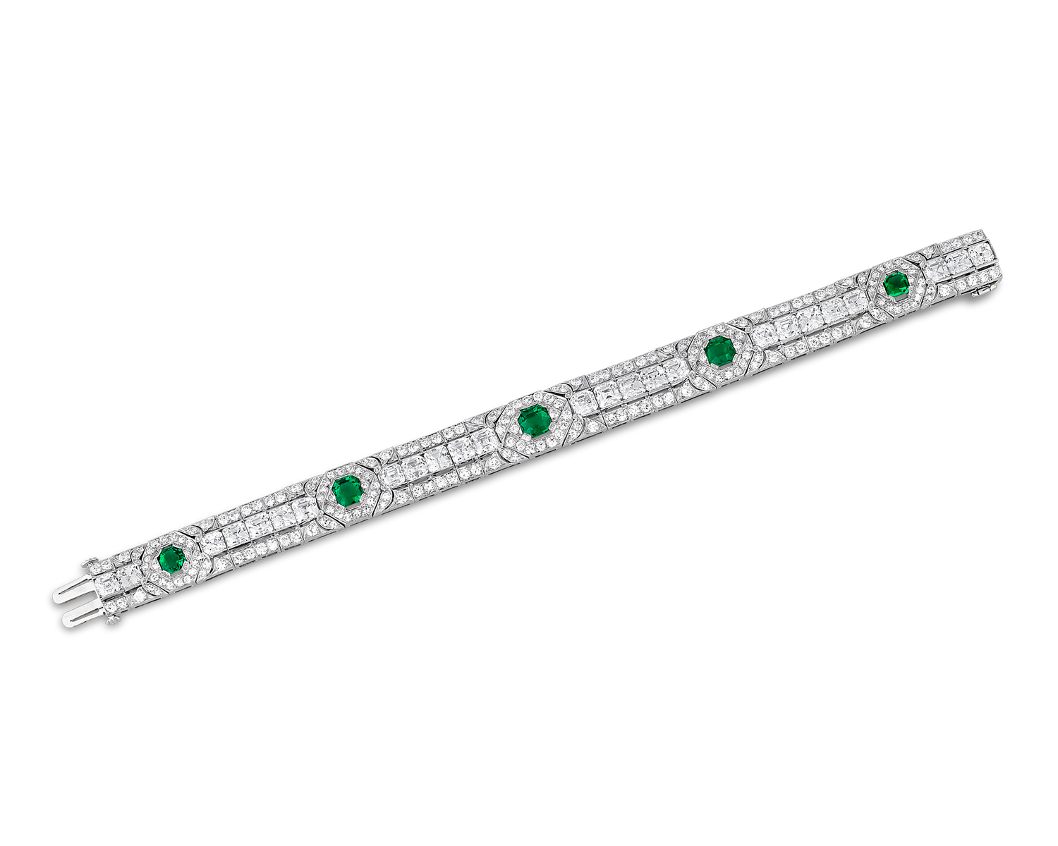 Untreated Colombian Emerald and Diamond Bracelet