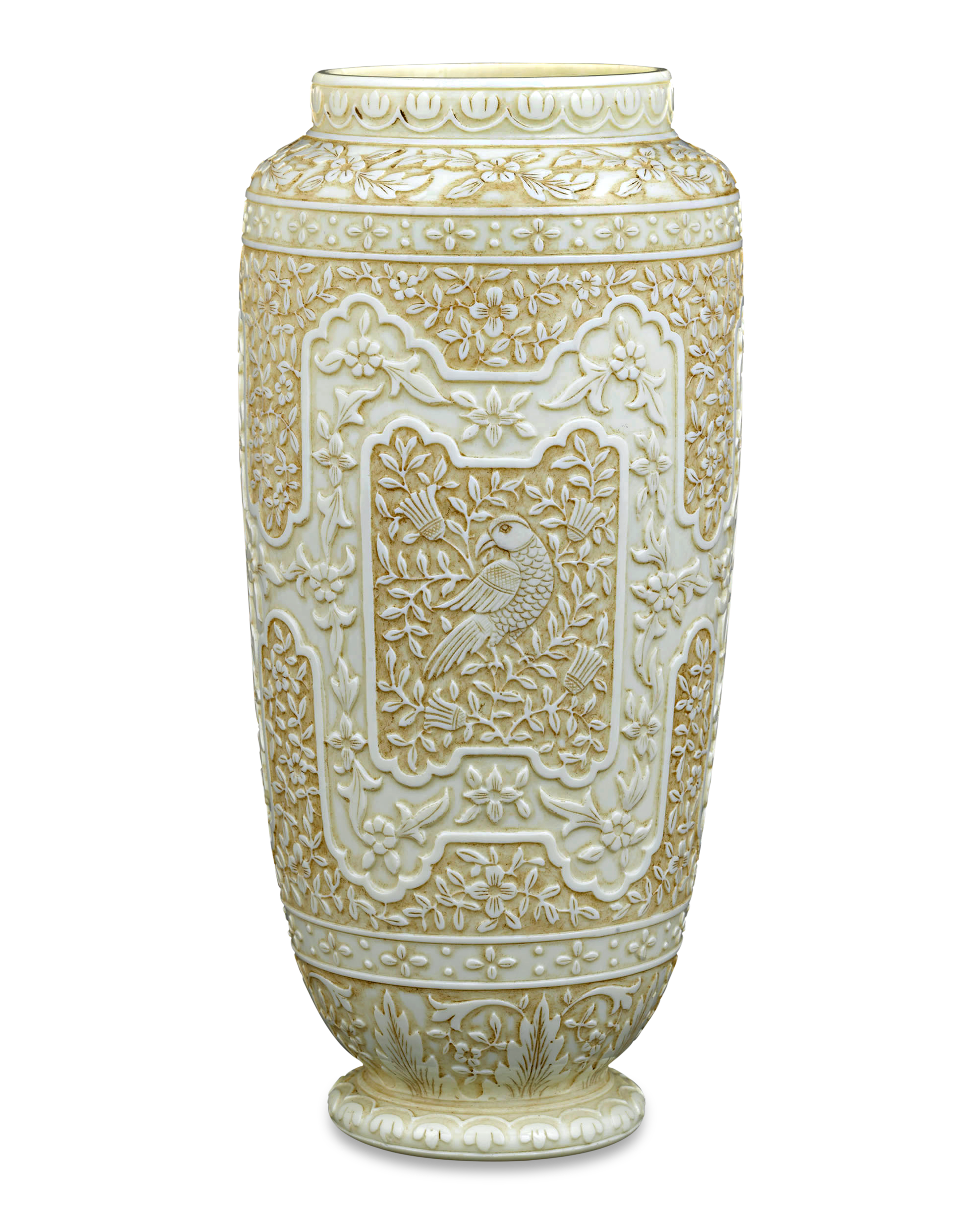 Ivory Cameo Glass Vases by Webb