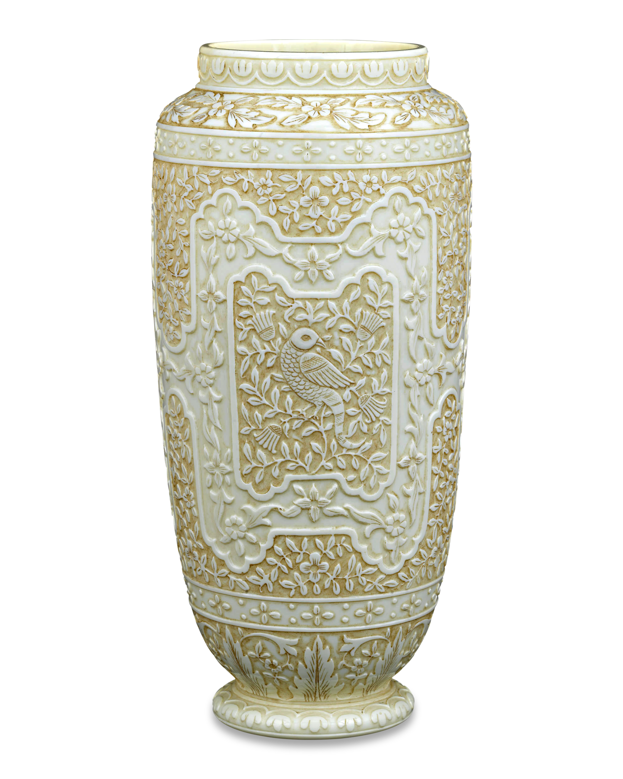 Ivory Cameo Glass Vases by Webb