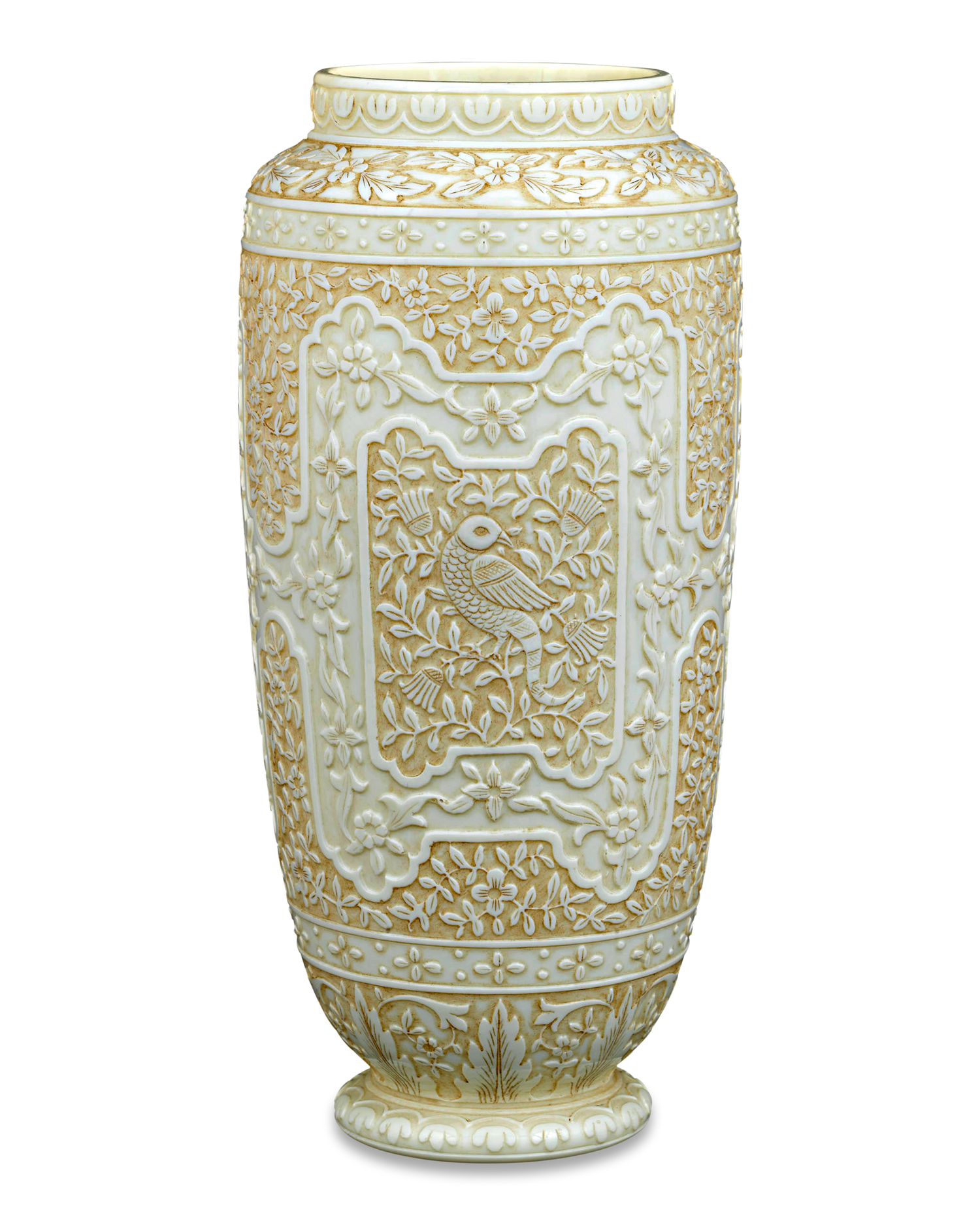 Ivory Cameo Glass Vases by Webb