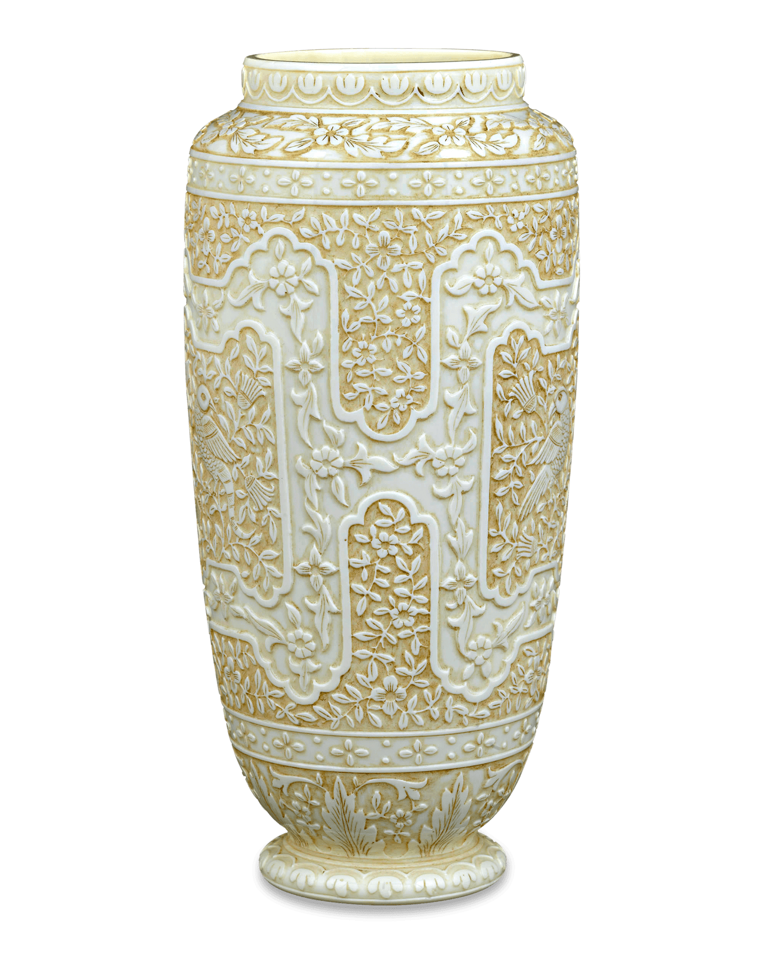 Ivory Cameo Glass Vases by Webb