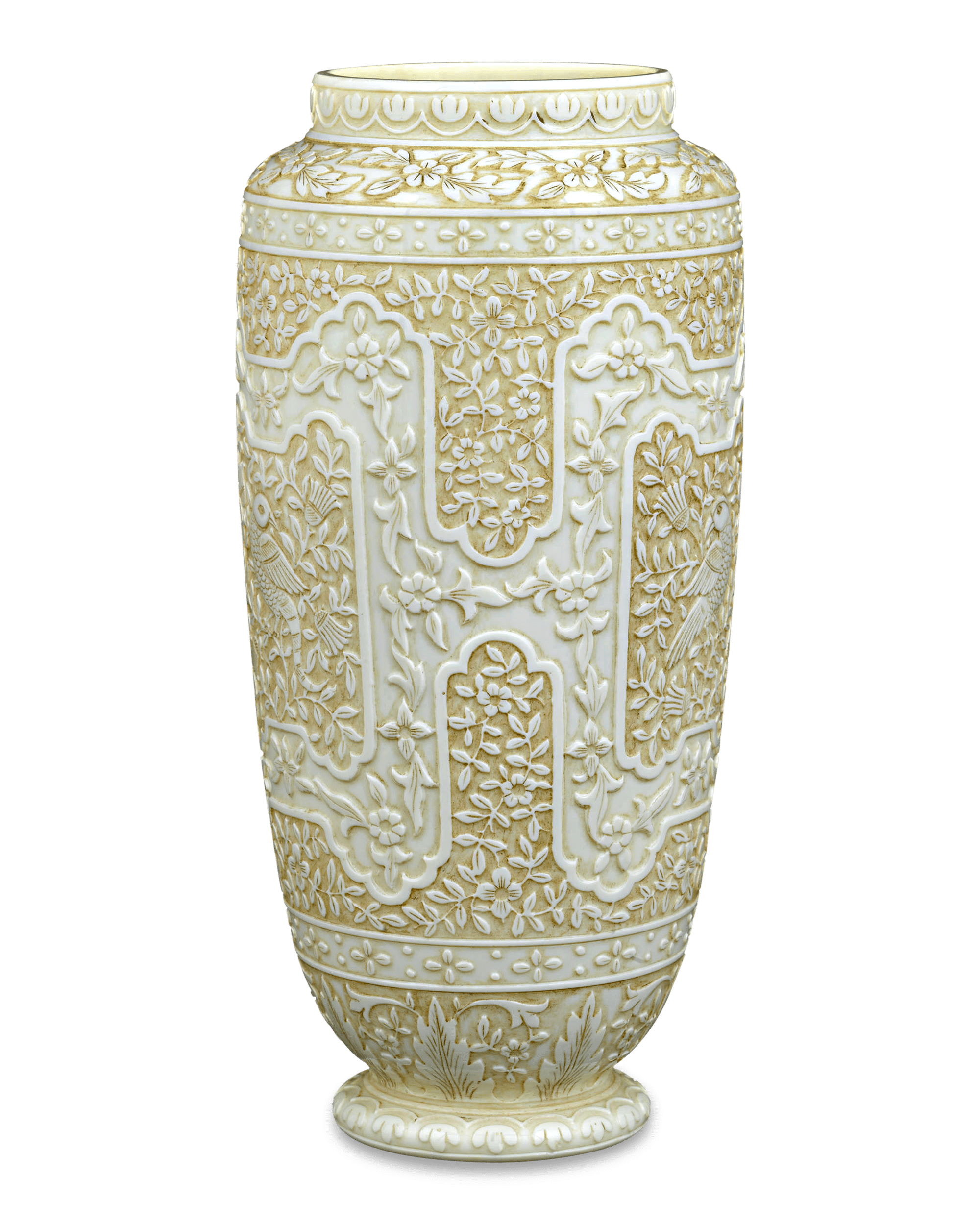 Ivory Cameo Glass Vases by Webb