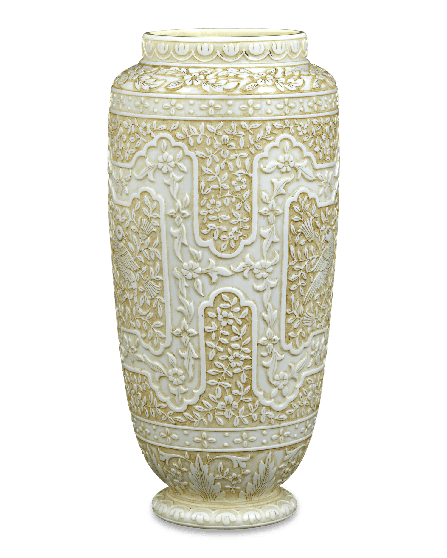 Ivory Cameo Glass Vases by Webb