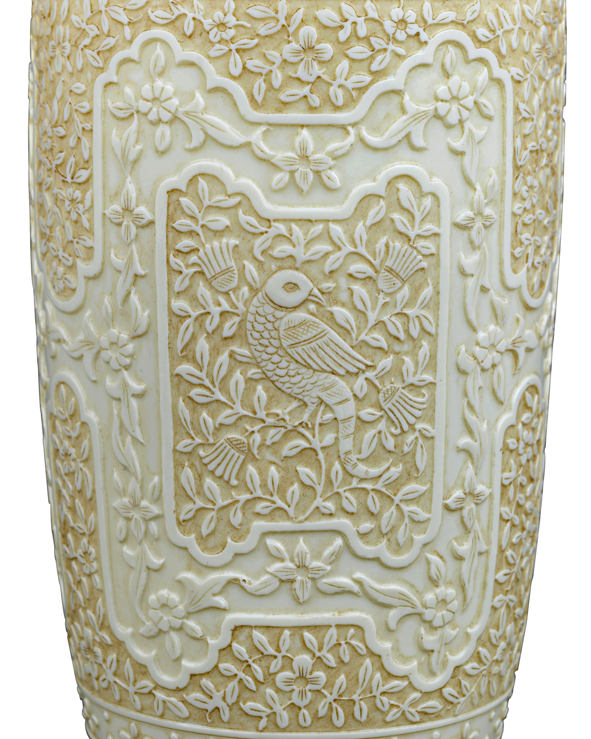 Ivory Cameo Glass Vases by Webb