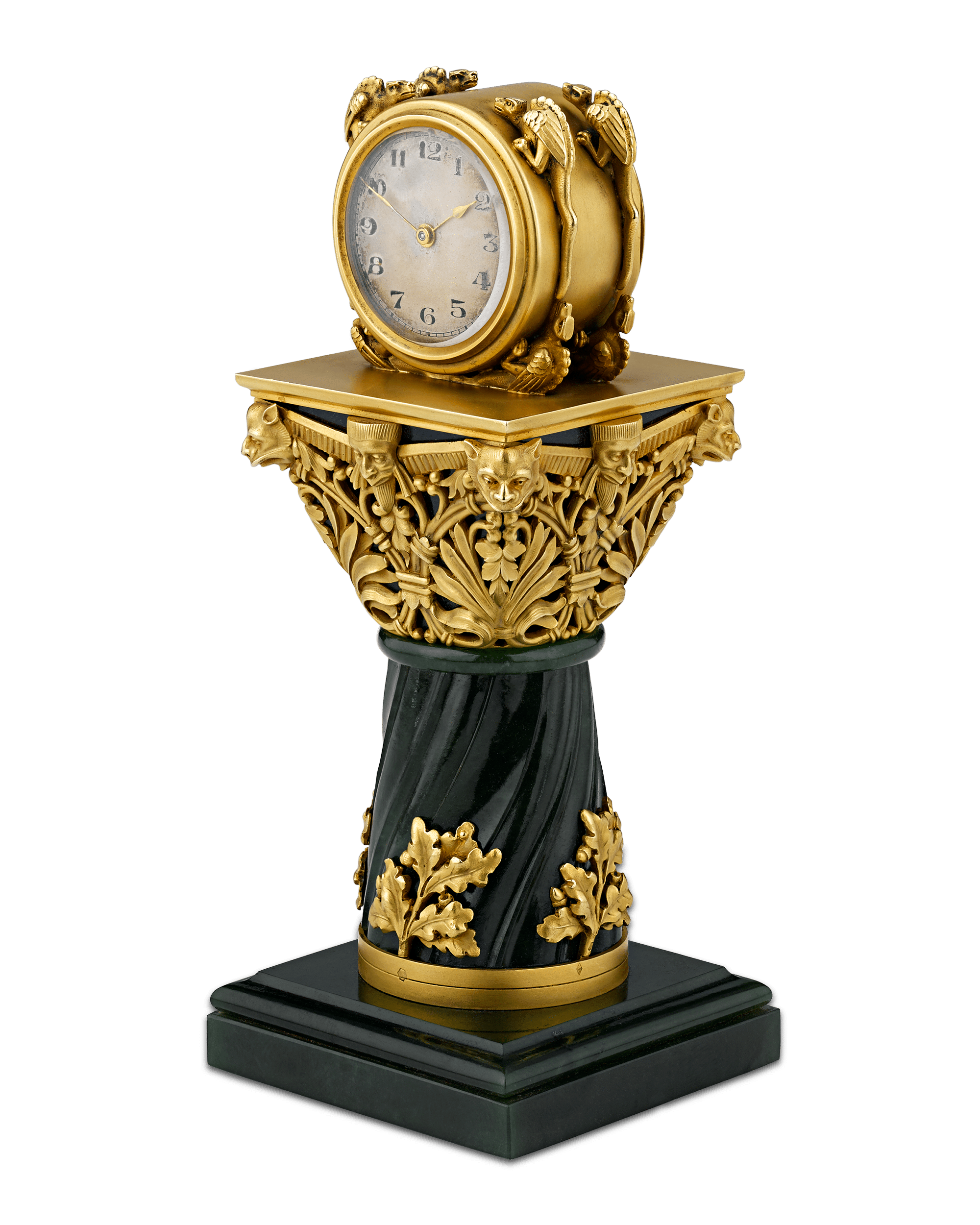 Paul Frey Miniature Gold and Jade Clock