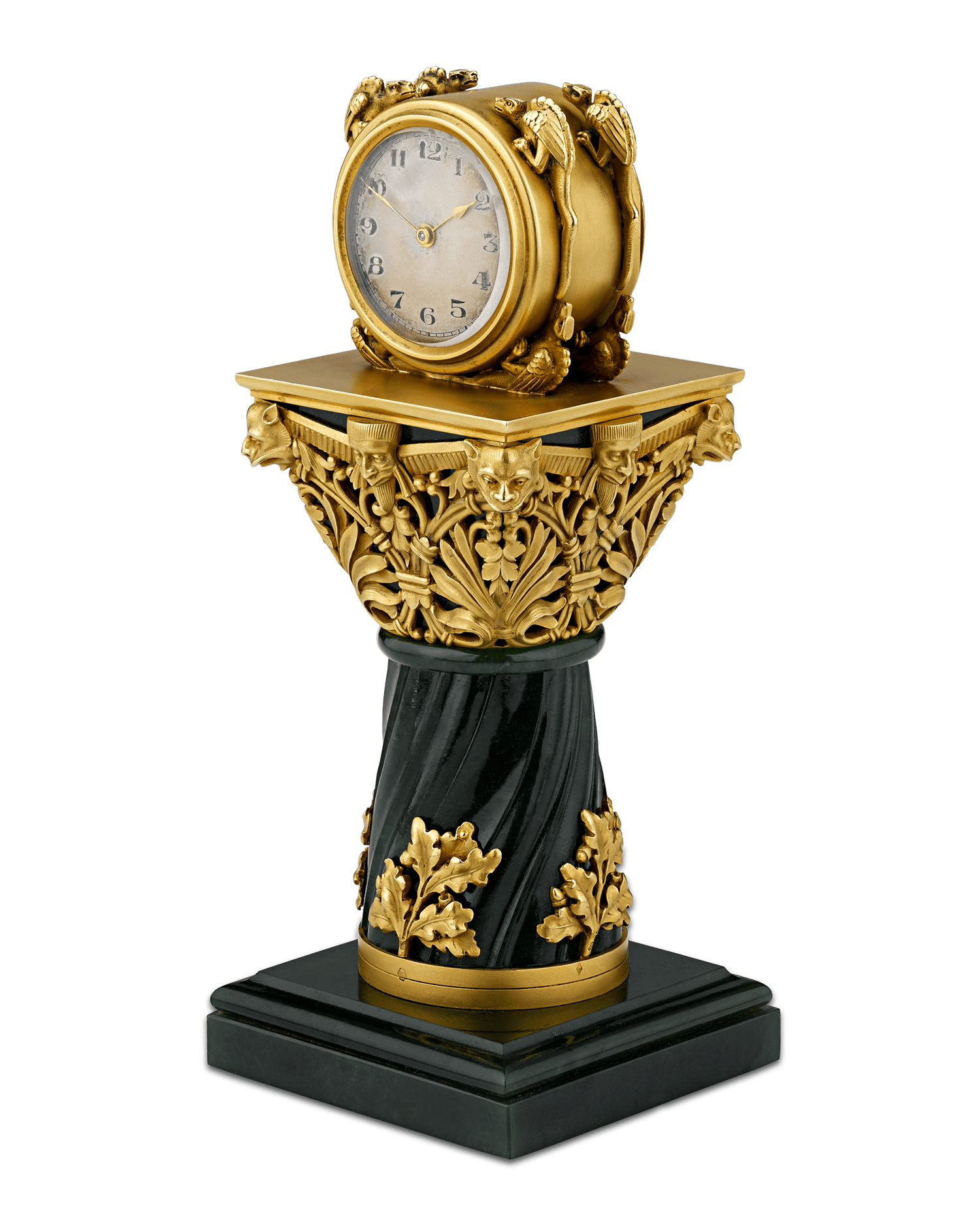 Paul Frey Miniature Gold and Jade Clock