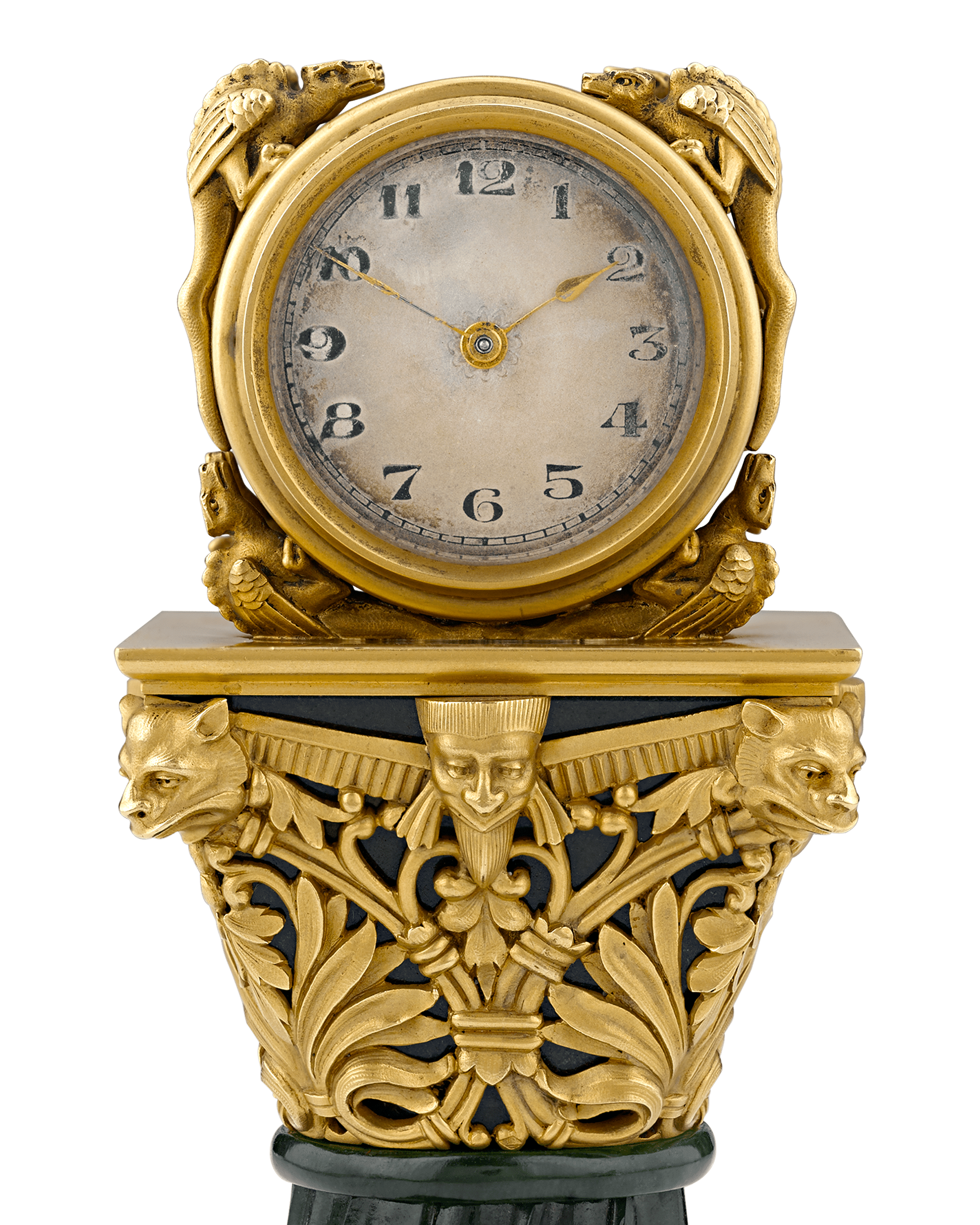 Paul Frey Miniature Gold and Jade Clock