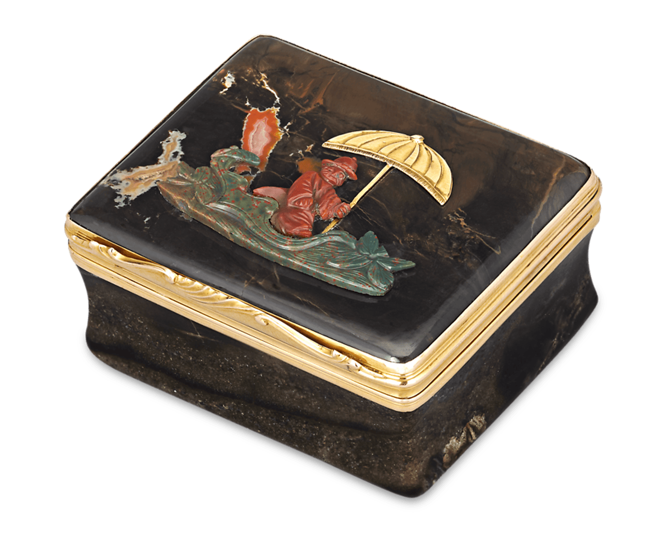 French Chinoiserie Hardstone Snuff Box