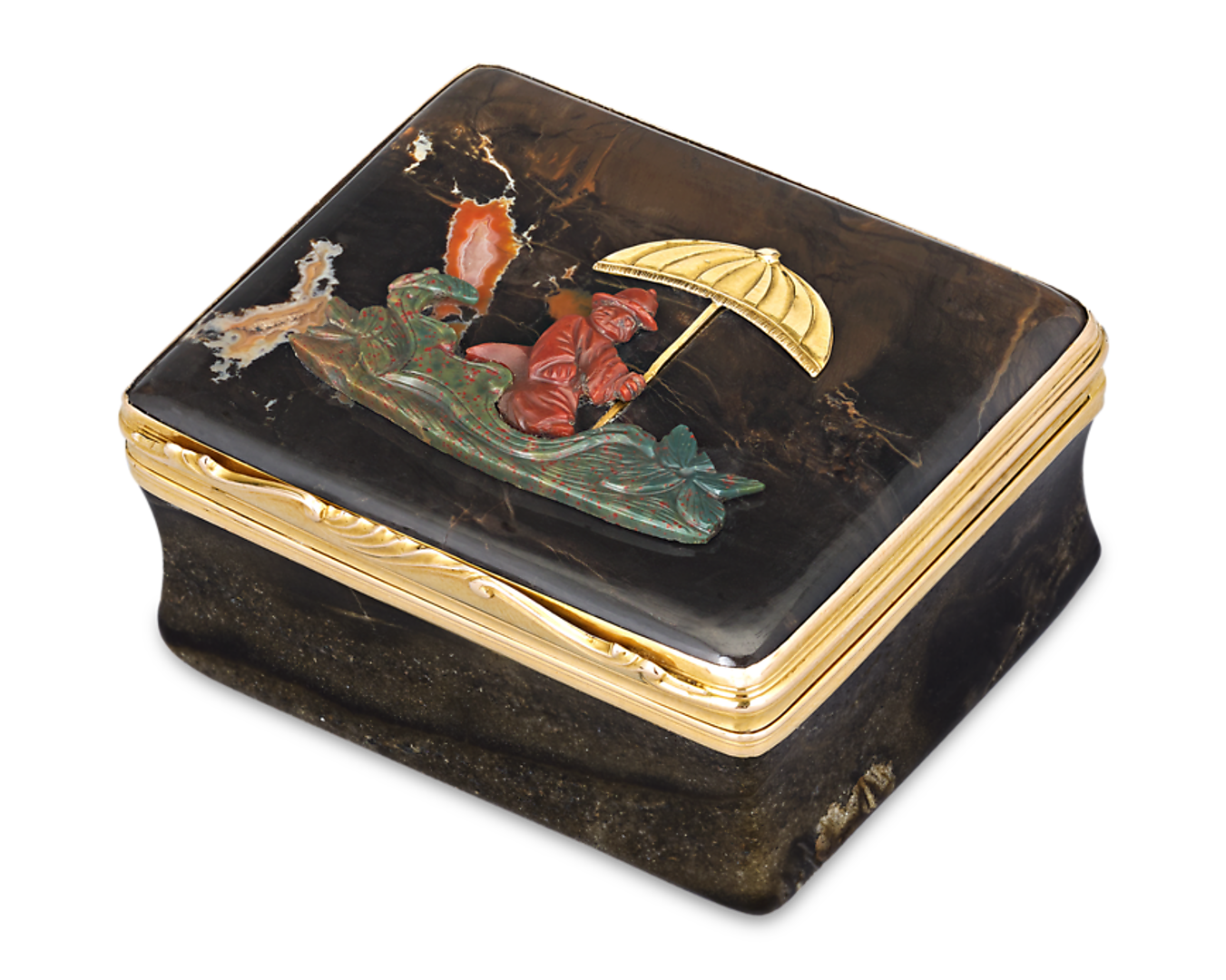 French Chinoiserie Hardstone Snuff Box