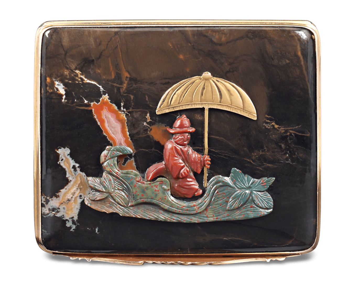 French Chinoiserie Hardstone Snuff Box