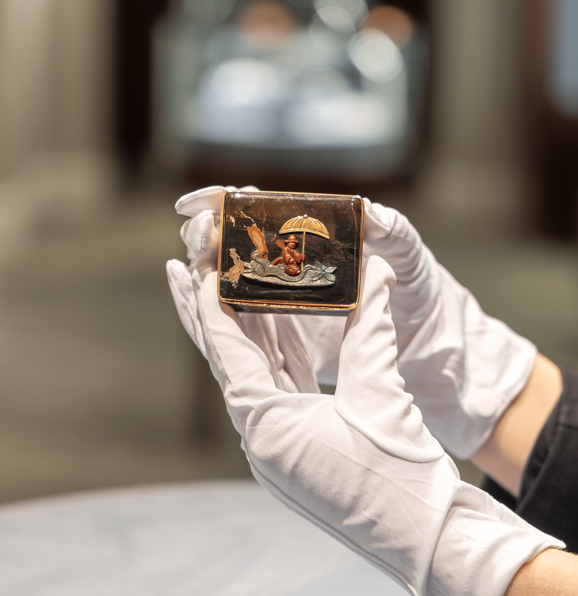 French Chinoiserie Hardstone Snuff Box