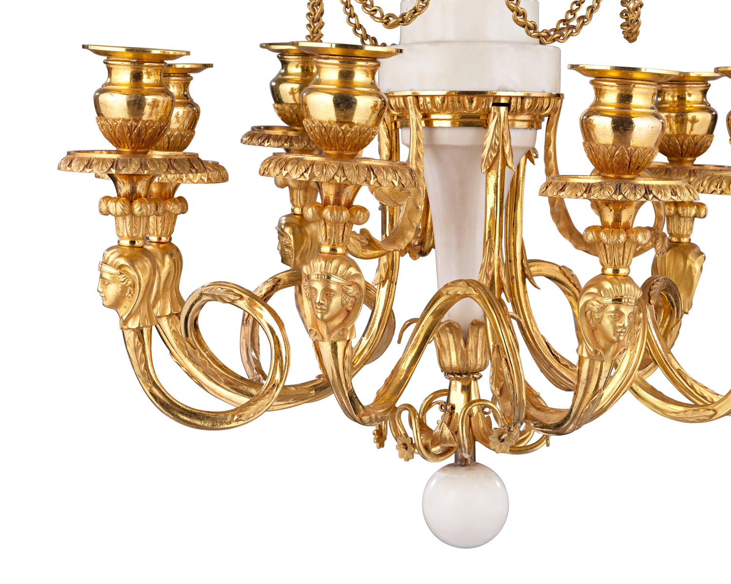 White Marble and Gilt Bronze Russian Chandelier