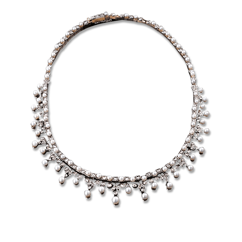 Antique Pearl and Diamond Necklace