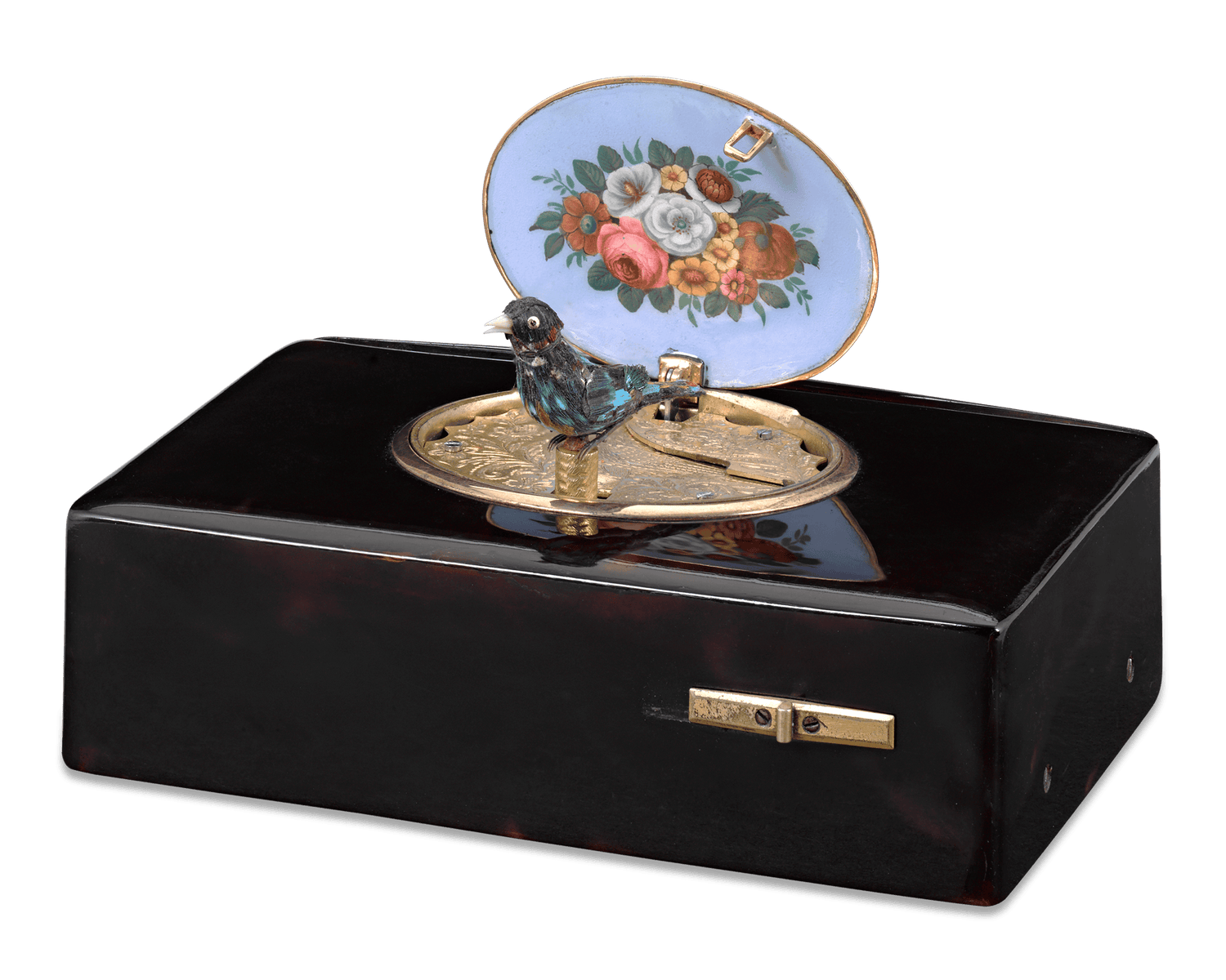 Bruguier Tortoiseshell Swiss Fusée Singing Bird Box