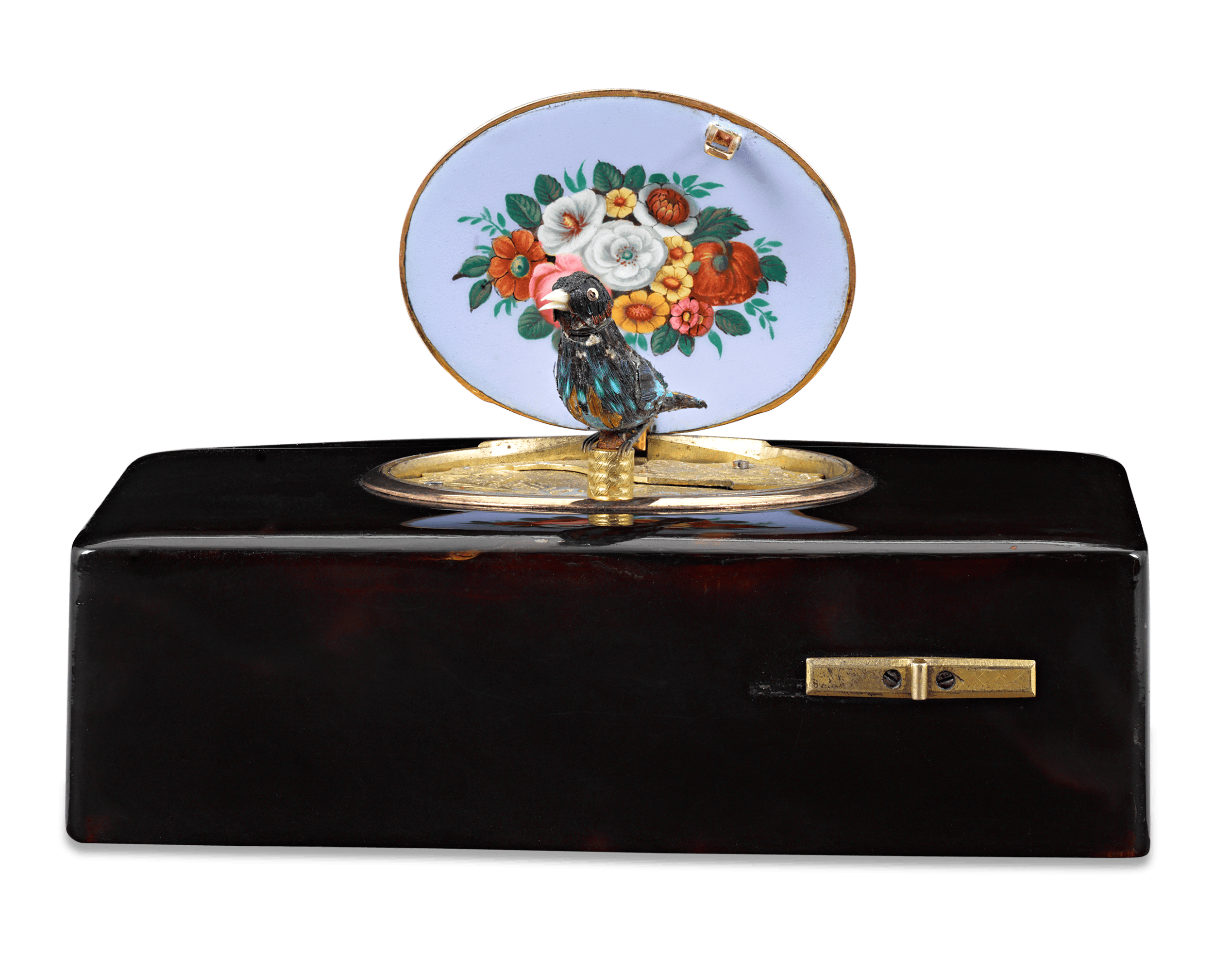 Bruguier Tortoiseshell Swiss Fusée Singing Bird Box