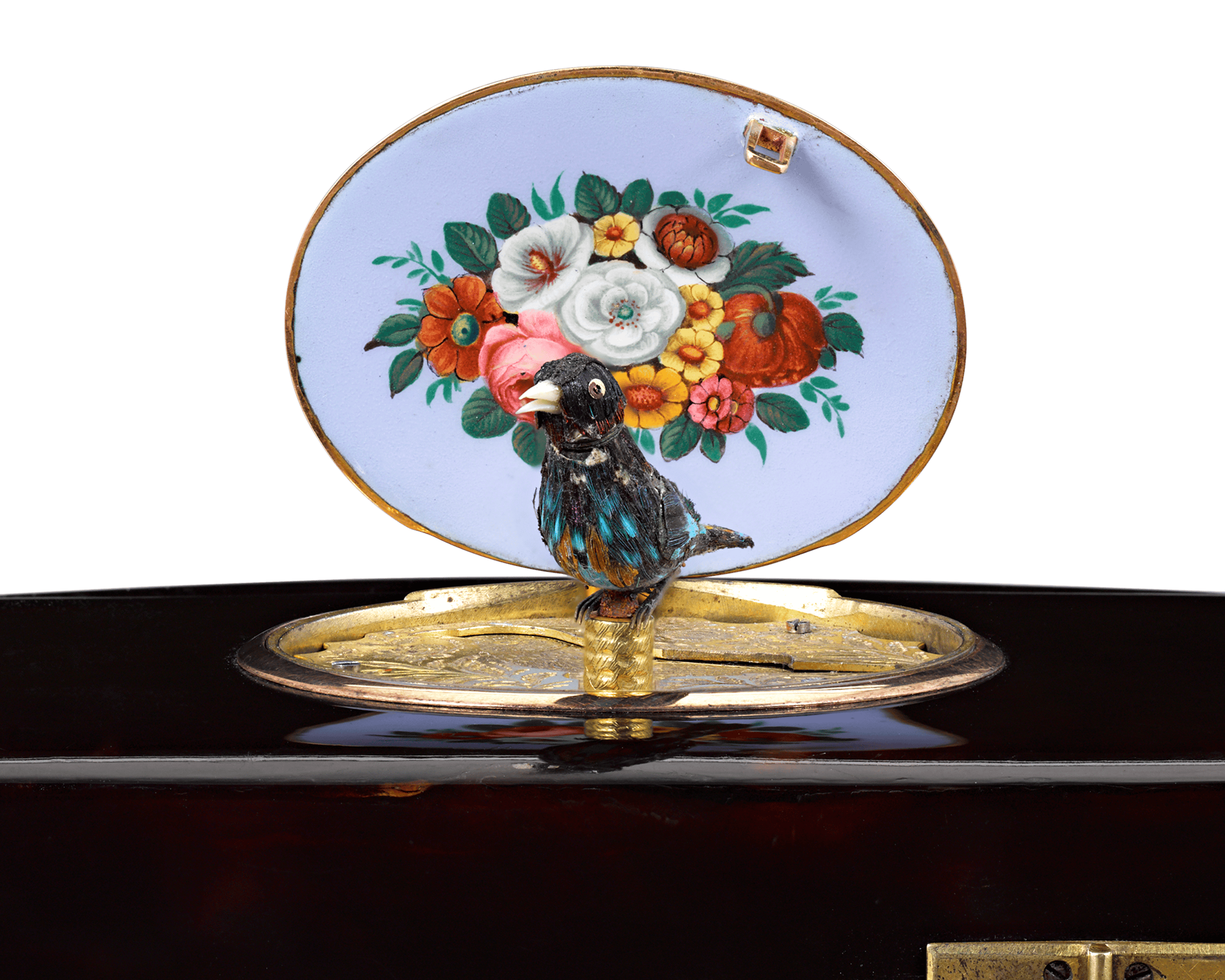 Bruguier Tortoiseshell Swiss Fusée Singing Bird Box