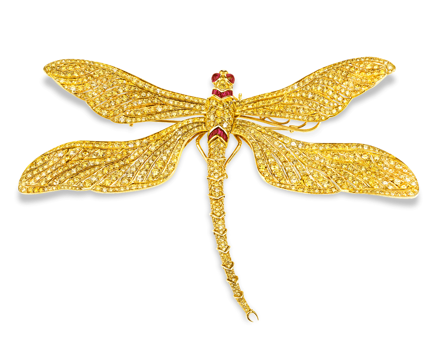 Fancy Vivid Yellow Diamond Dragonfly Brooch
