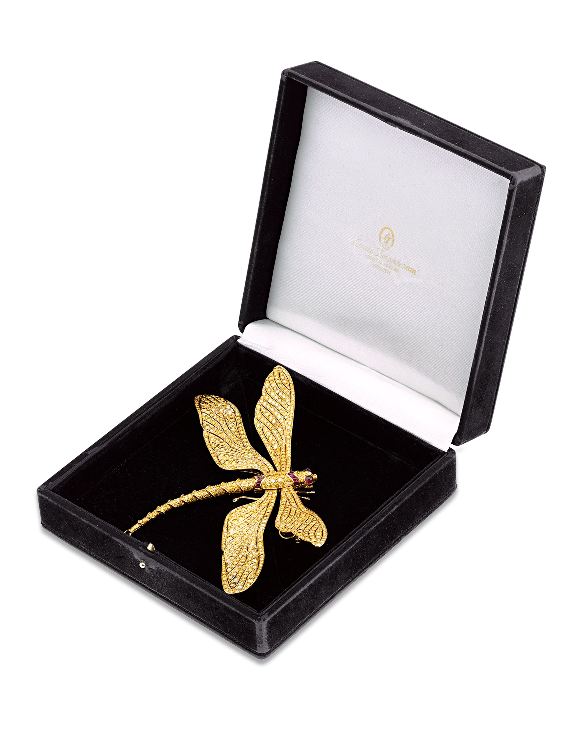 Fancy Vivid Yellow Diamond Dragonfly Brooch