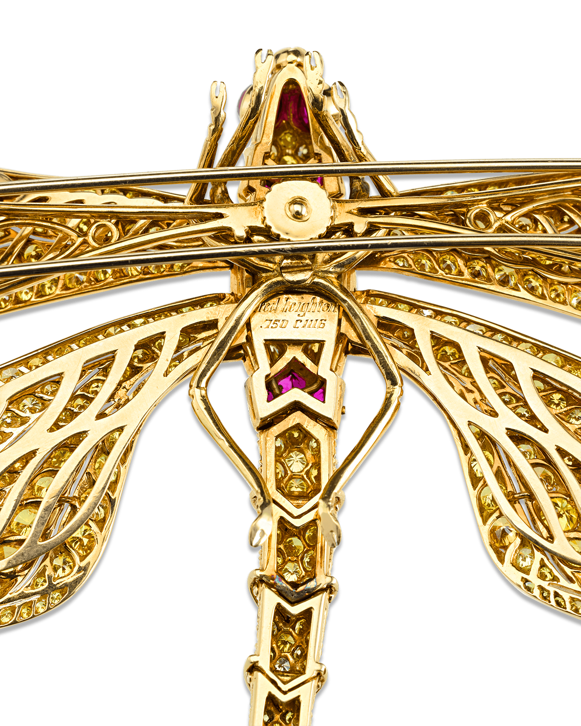 Fancy Vivid Yellow Diamond Dragonfly Brooch