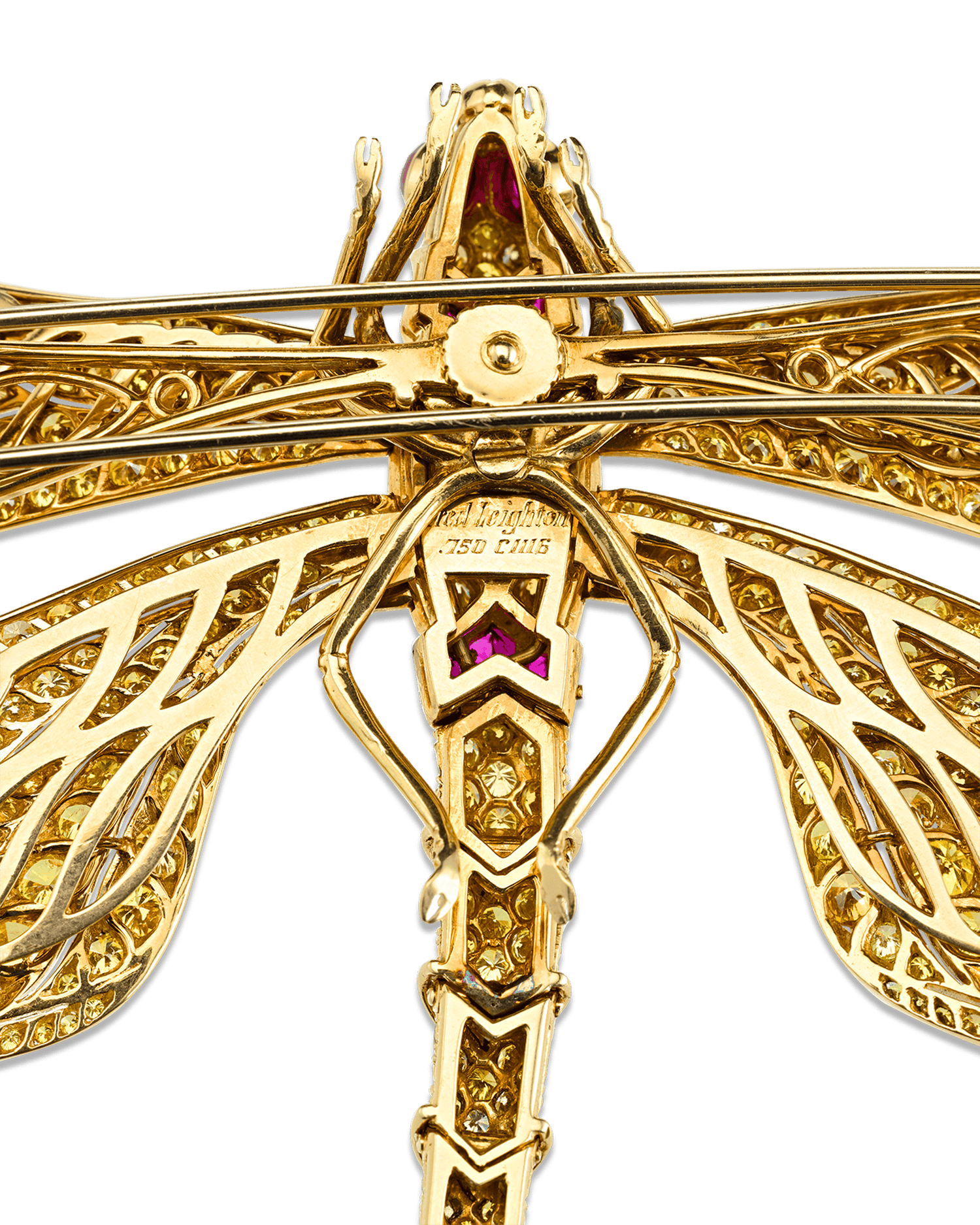 Fancy Vivid Yellow Diamond Dragonfly Brooch
