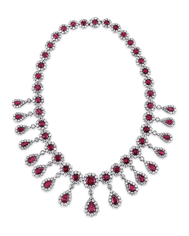 Antique Burma Ruby and Diamond Necklace | M.S. Rau