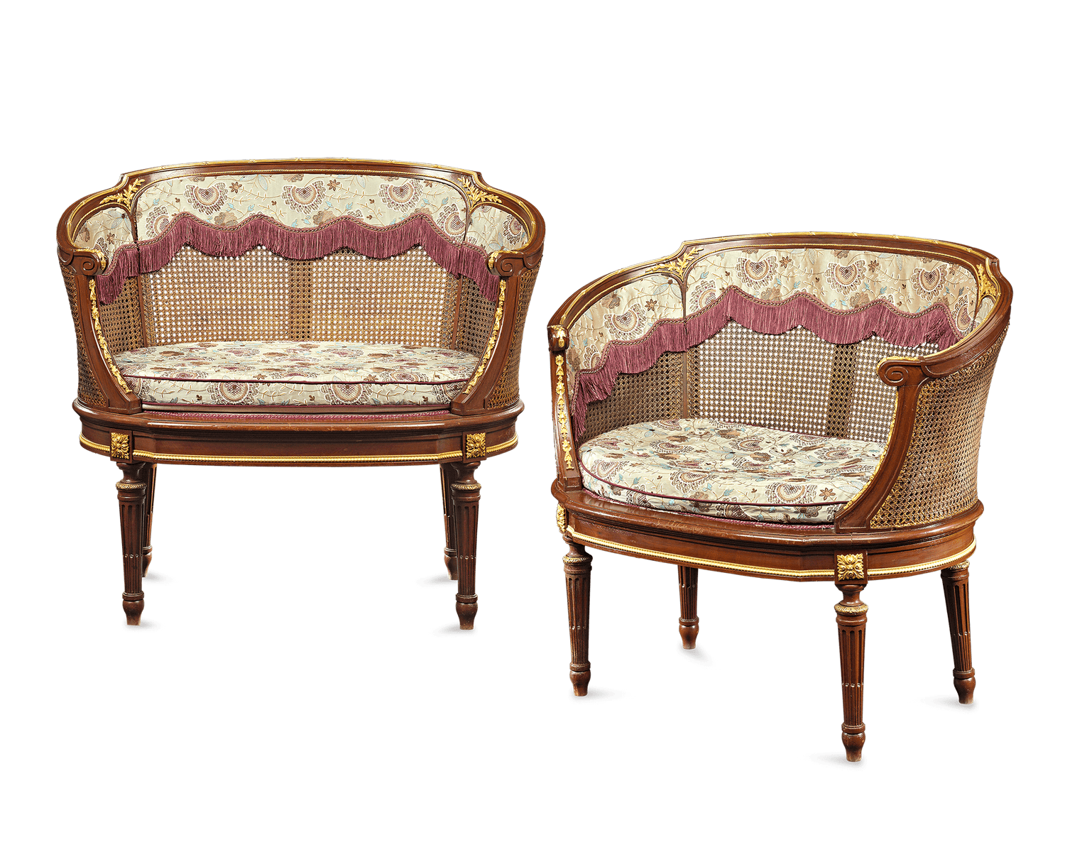 Louis XV-Style French Caned Settees