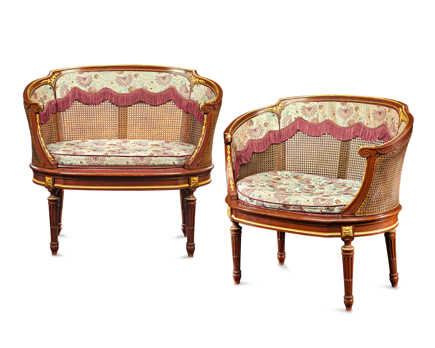 Louis XVI-Style French Caned Settees