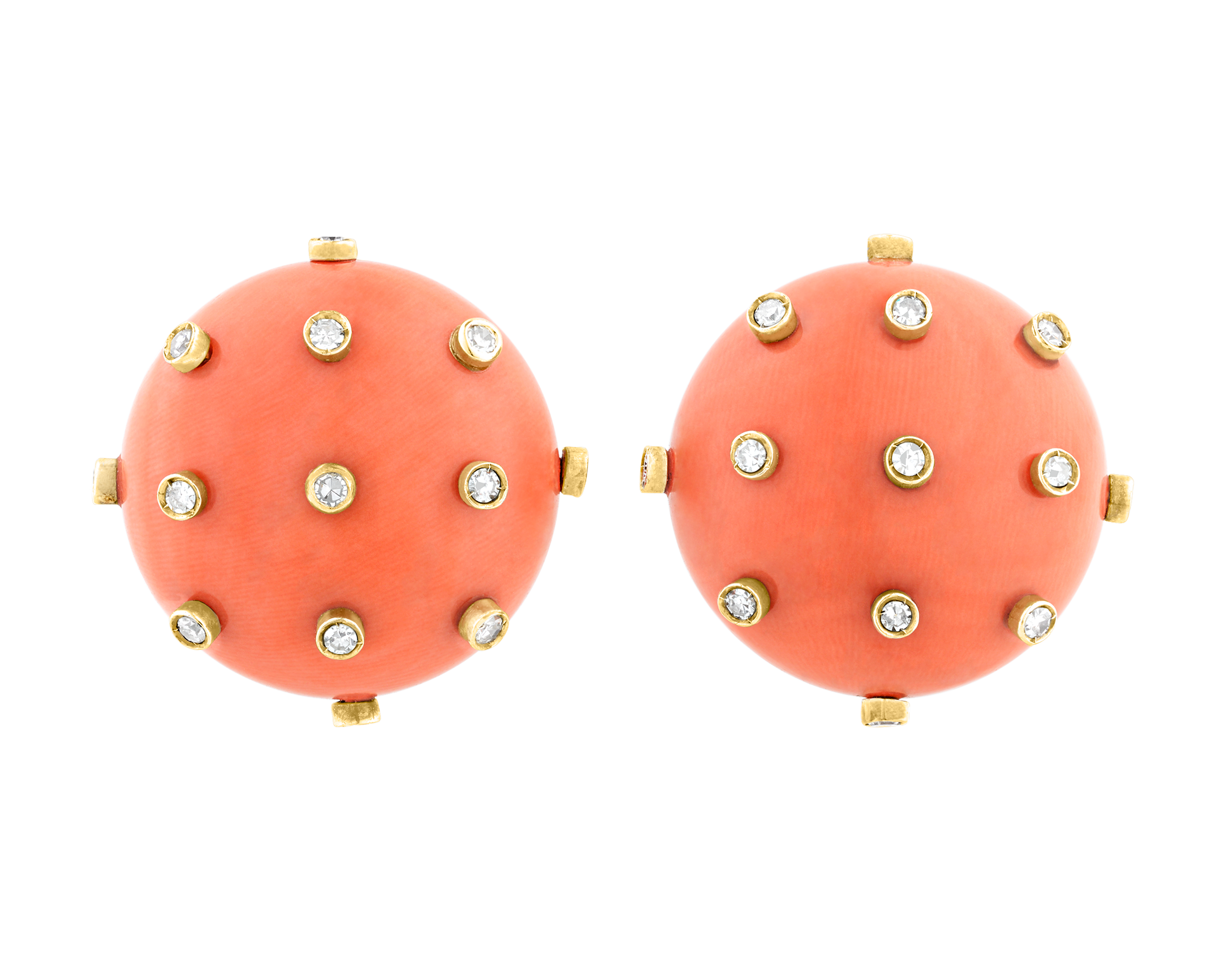 Tiffany & Co. Coral and Diamond Earrings