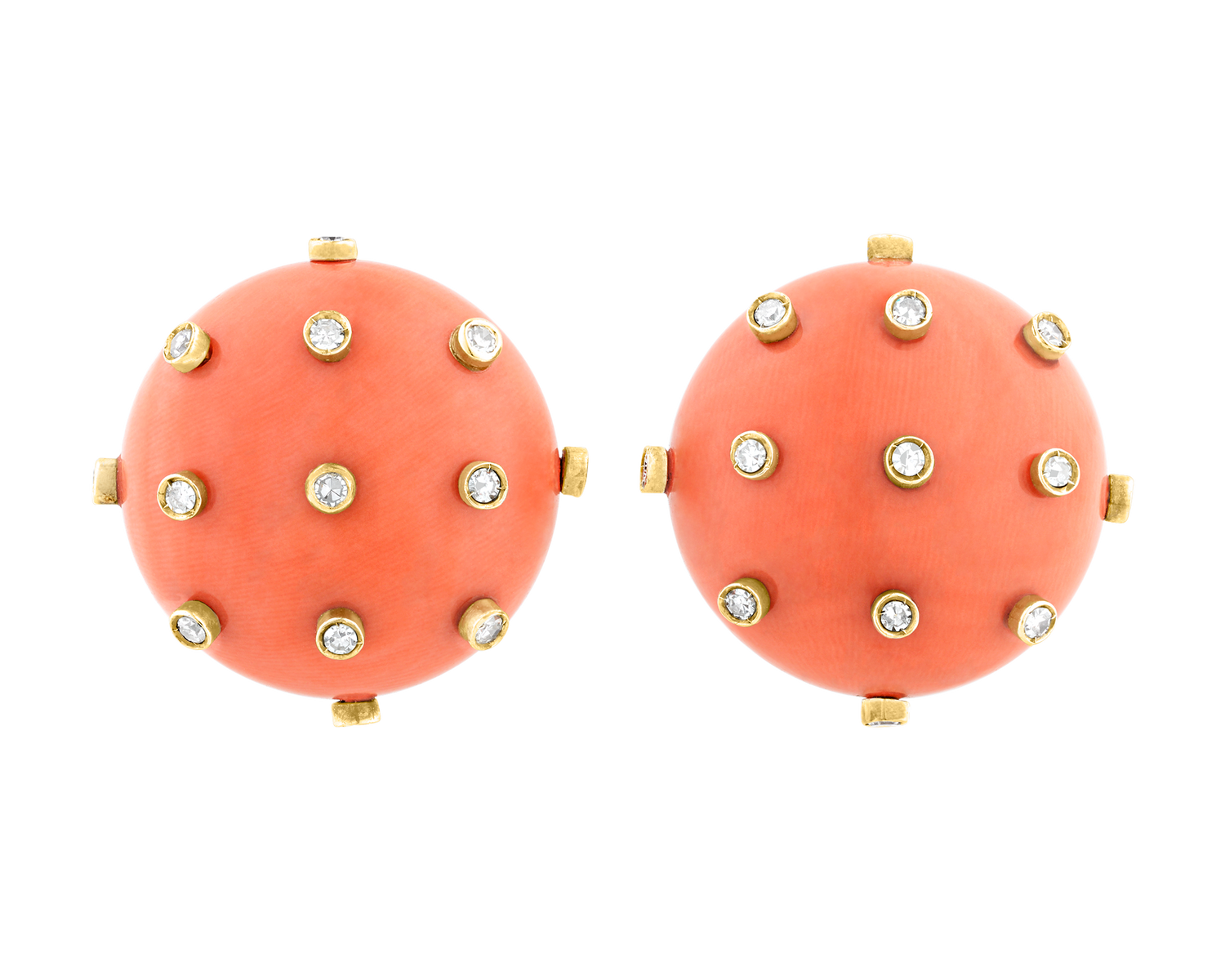 Tiffany & Co. Coral and Diamond Earrings