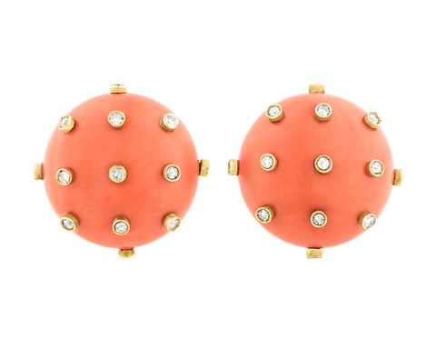 Tiffany & Co. Coral and Diamond Earrings