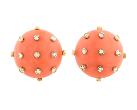 Tiffany & Co. Coral and Diamond Earrings