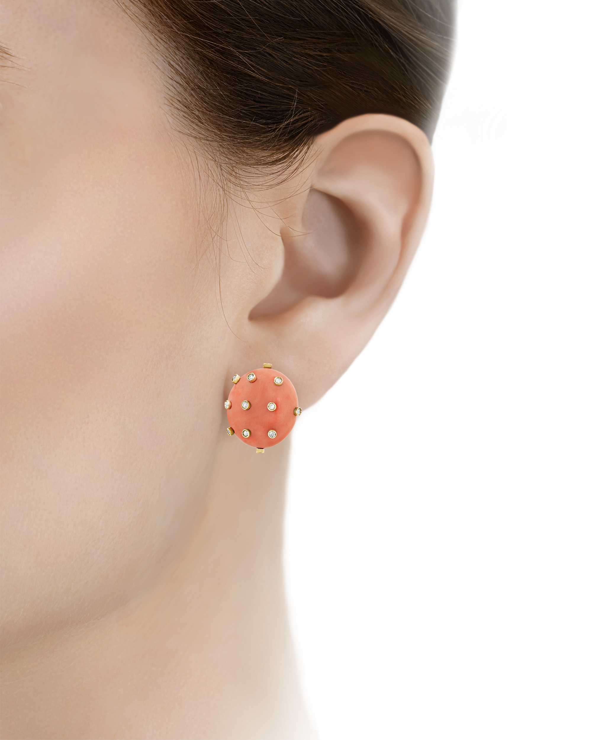 Tiffany & Co. Coral and Diamond Earrings