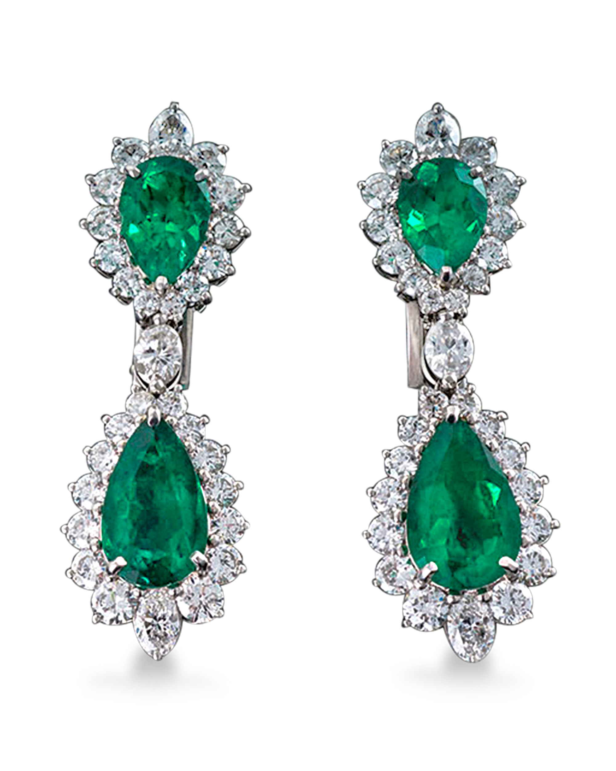 Colombian Emerald and Diamond Earrings, 7.45 Carats