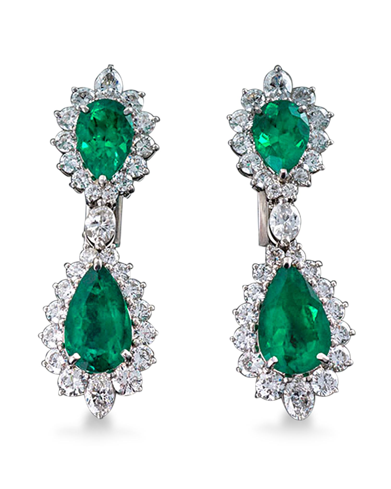 Colombian Emerald and Diamond Earrings, 7.45 Carats