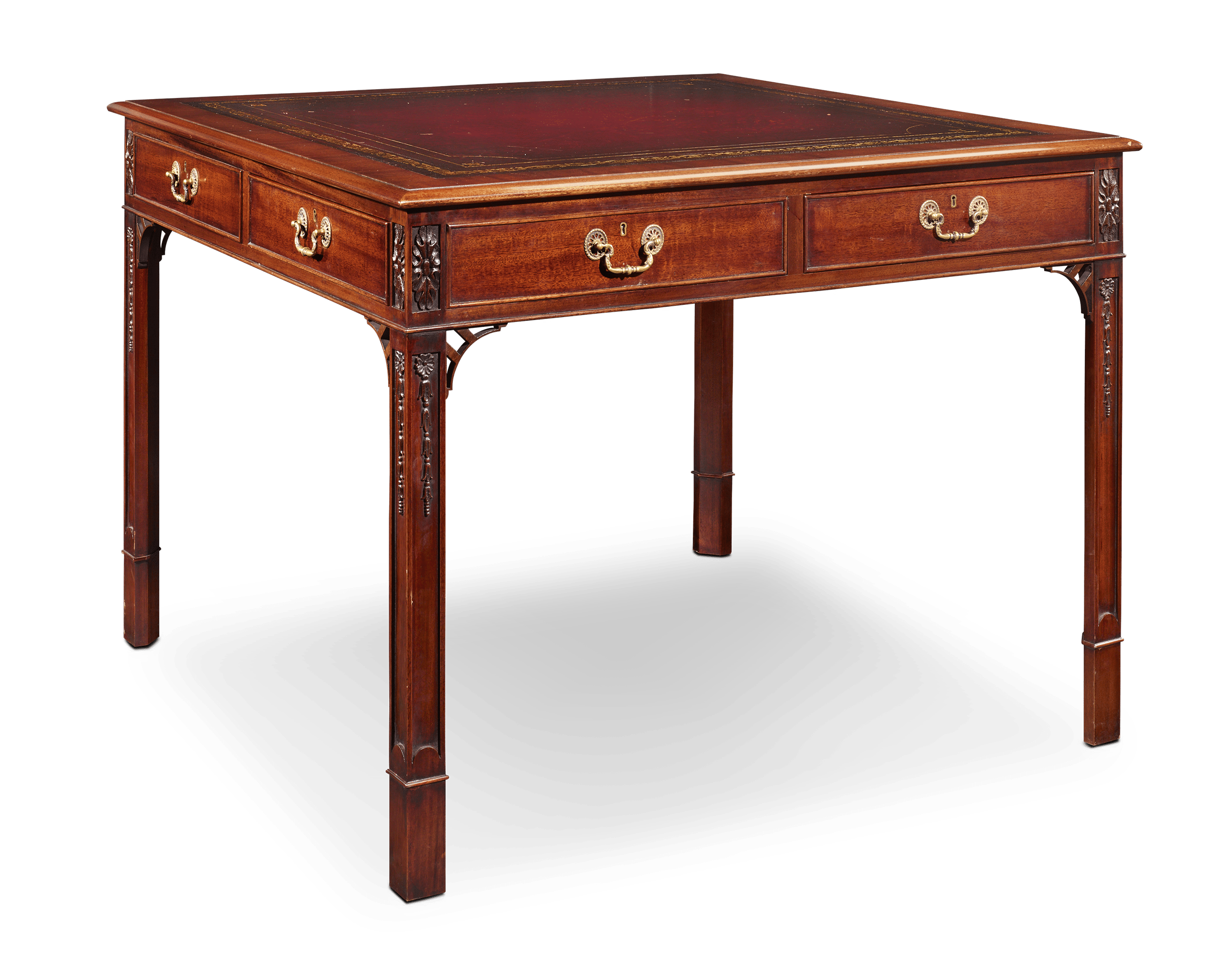 Regency-Style Mahogany Leather-Topped Table