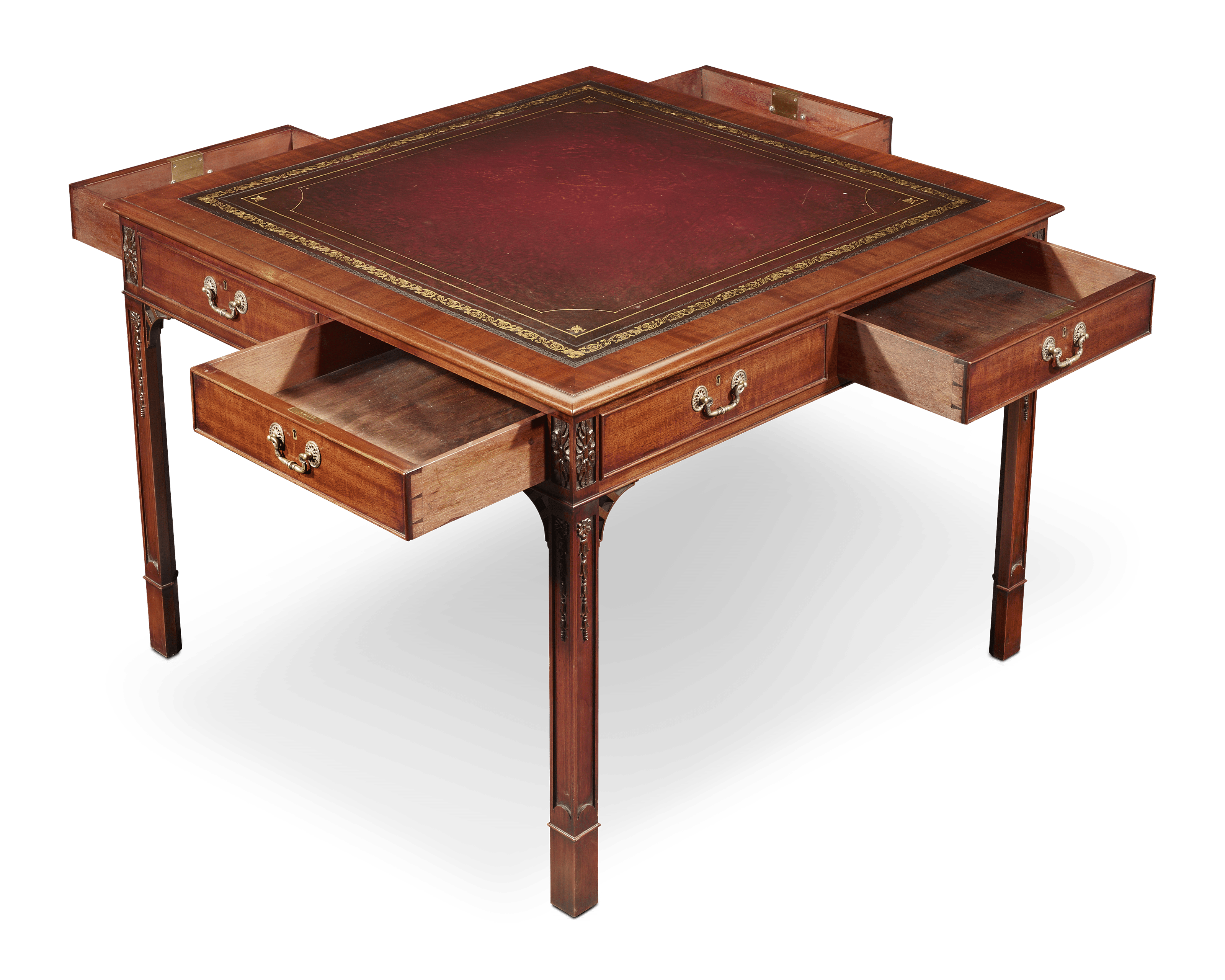 Regency-Style Mahogany Leather-Topped Table