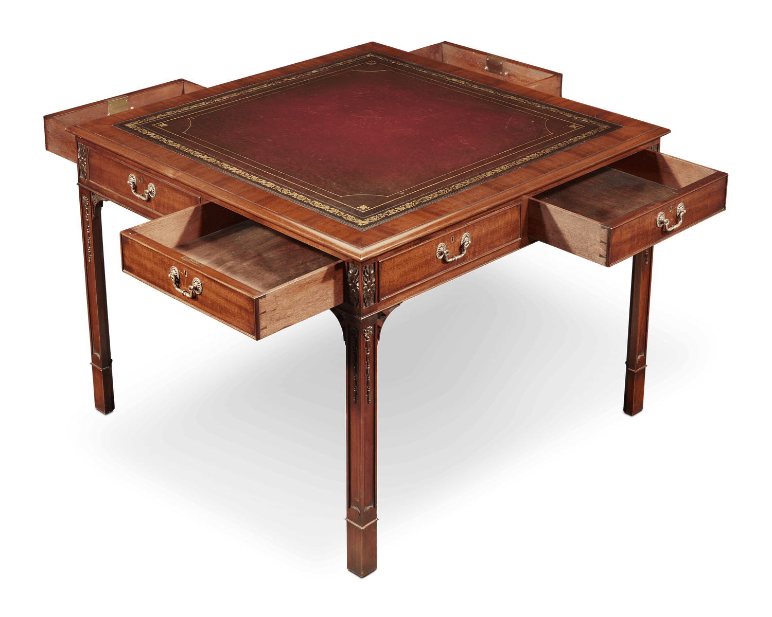 Regency-Style Mahogany Leather-Topped Table