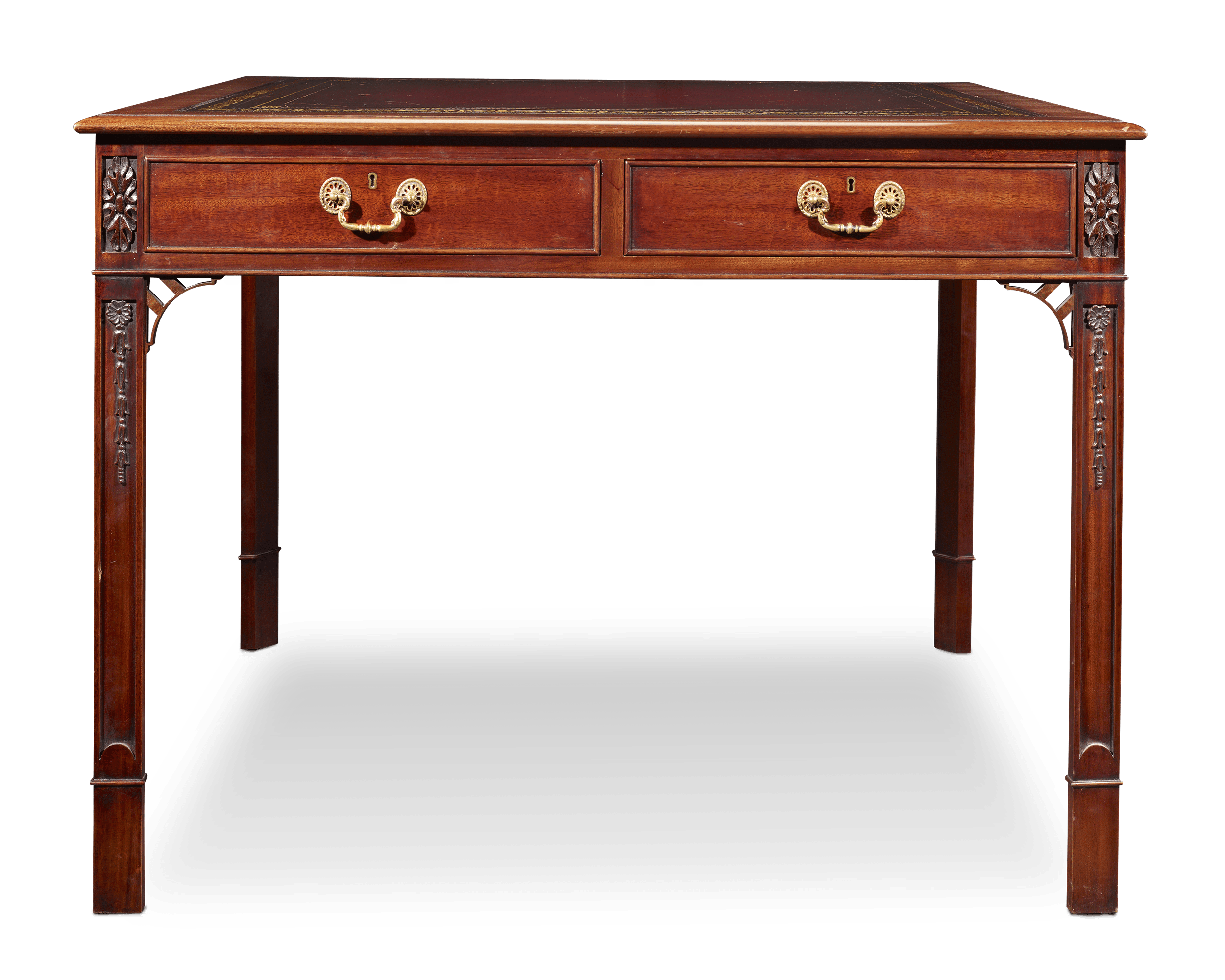 Regency-Style Mahogany Leather-Topped Table