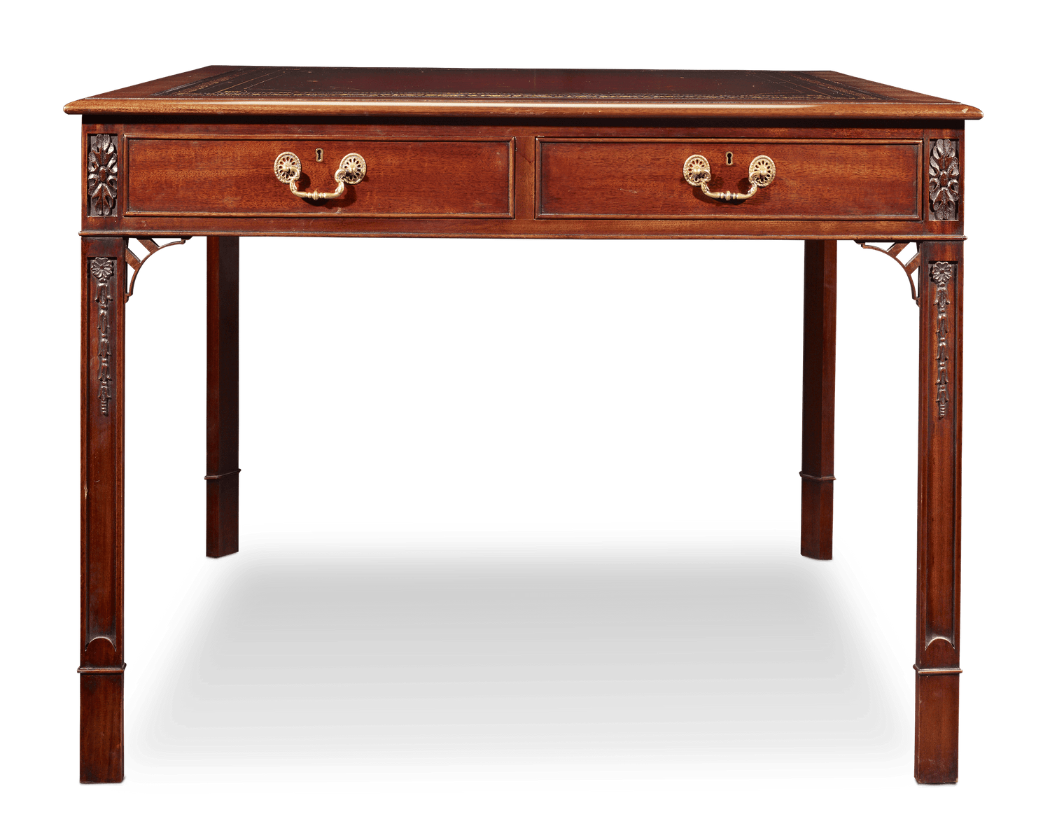 Regency-Style Mahogany Leather-Topped Table